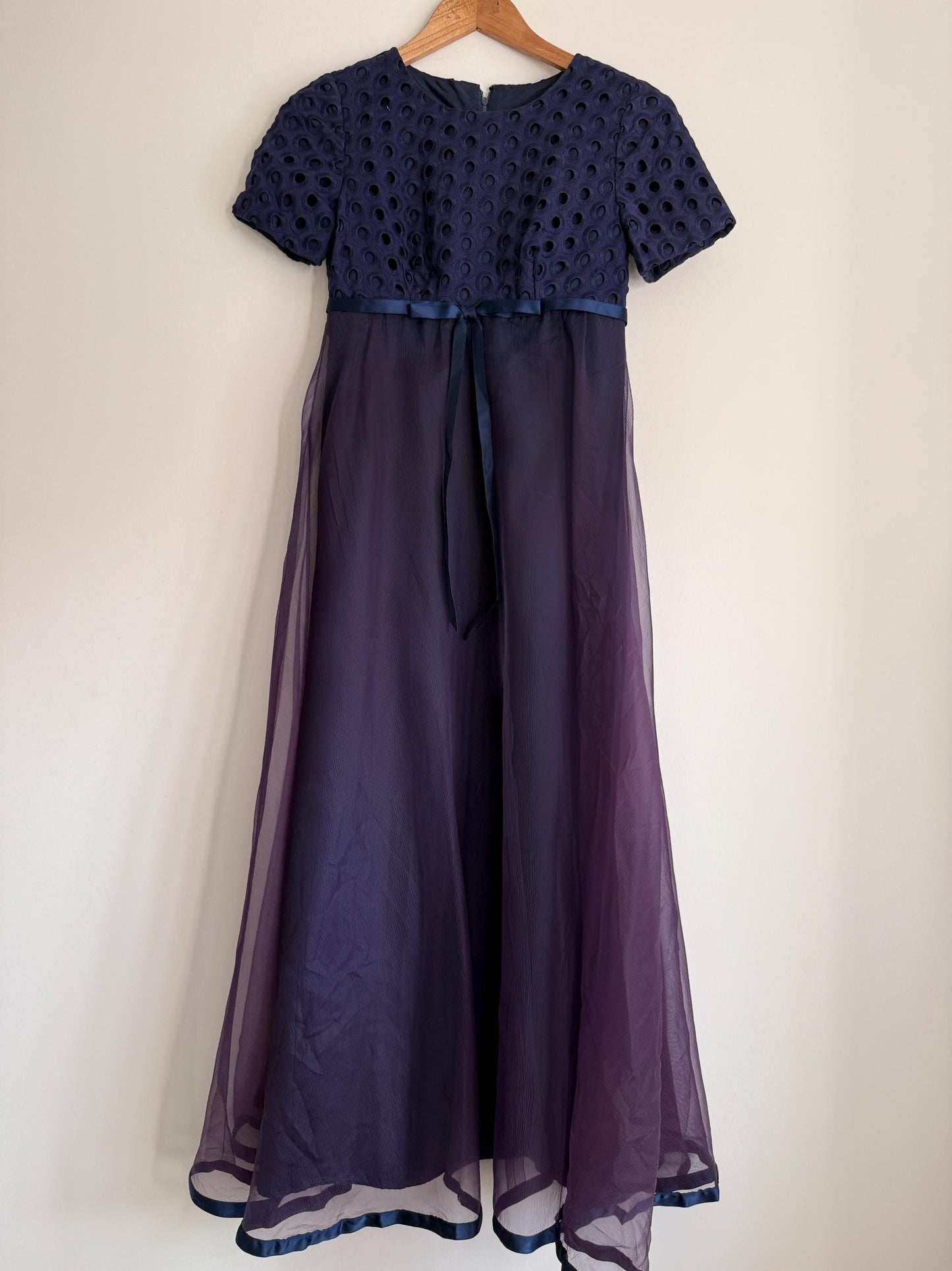 Vintage Jean Varon Navy Maxi Dress | John Bates Designer Evening Gown