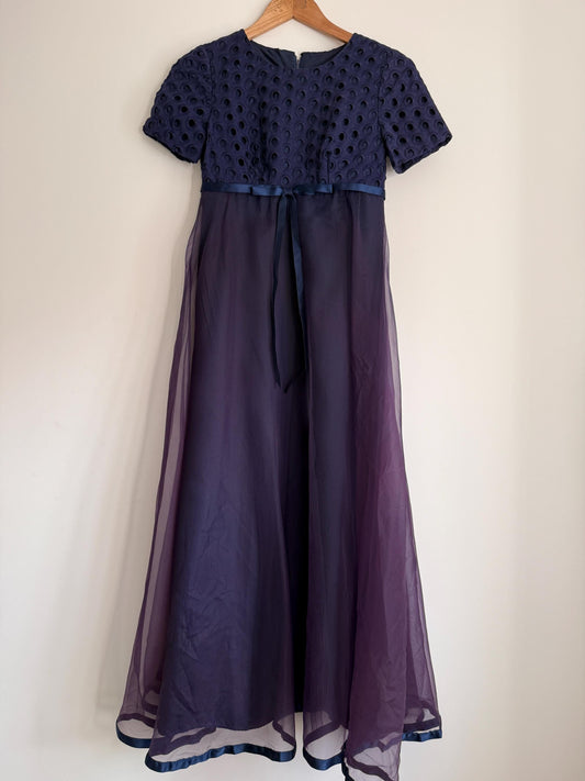 Vintage Jean Varon Navy Maxi Dress | John Bates Designer Evening Gown