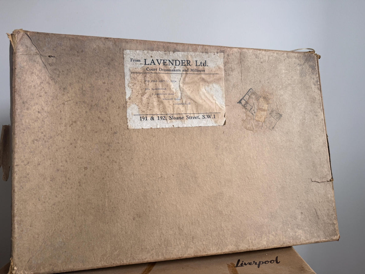 Vintage Lavender Ltd Court Dressmakers Box | Dated 15th September 1954 | Original Sloane Street Packaging | Fashion Ephemera