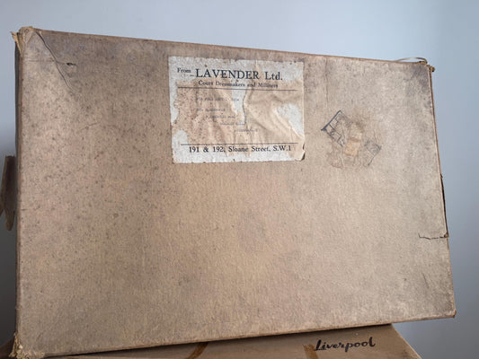 Vintage Lavender Ltd Court Dressmakers Box | Dated 15th September 1954 | Original Sloane Street Packaging | Fashion Ephemera
