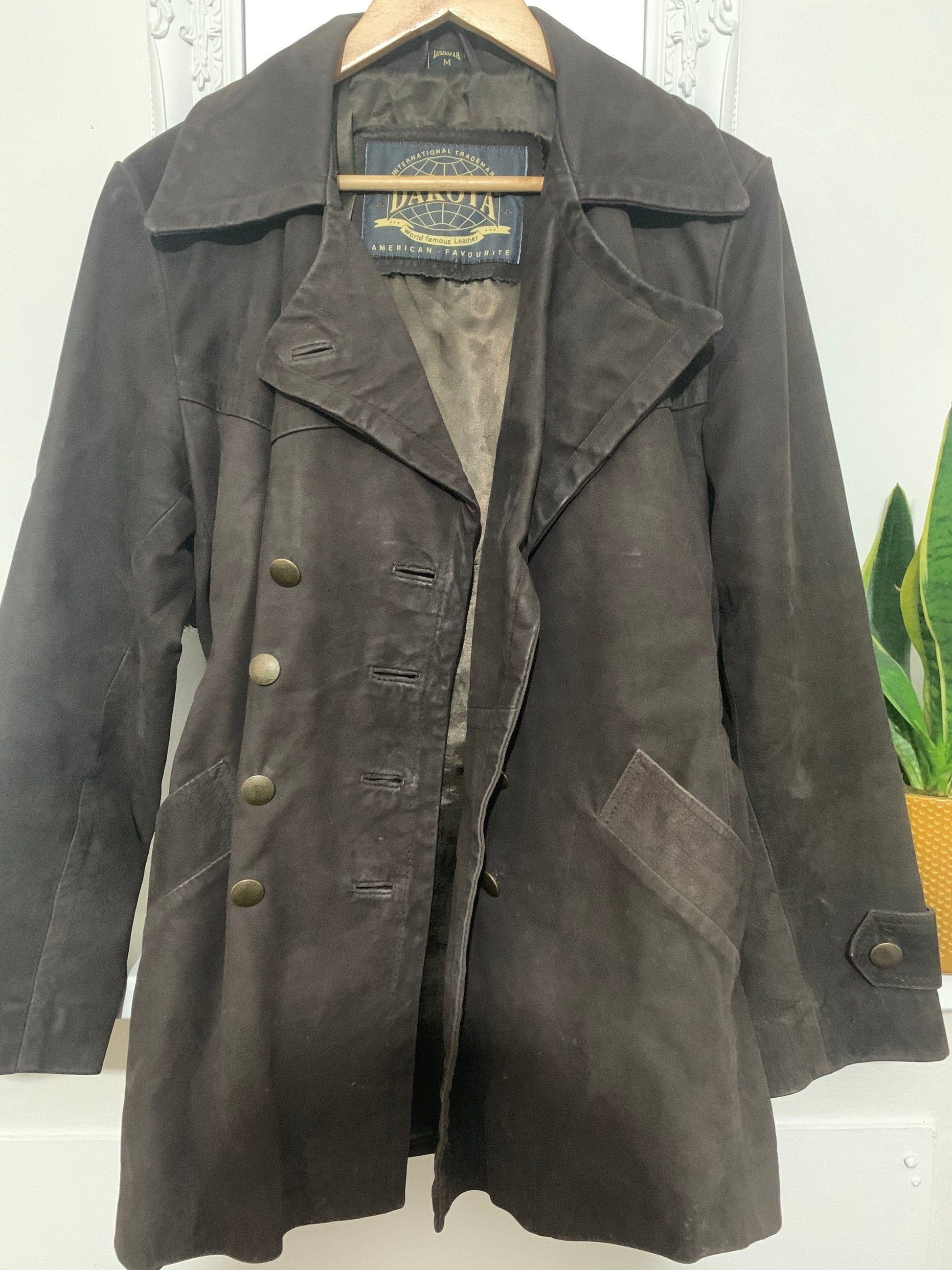 Vintage womens brown Dakota Leather Biker Jacket/Coat