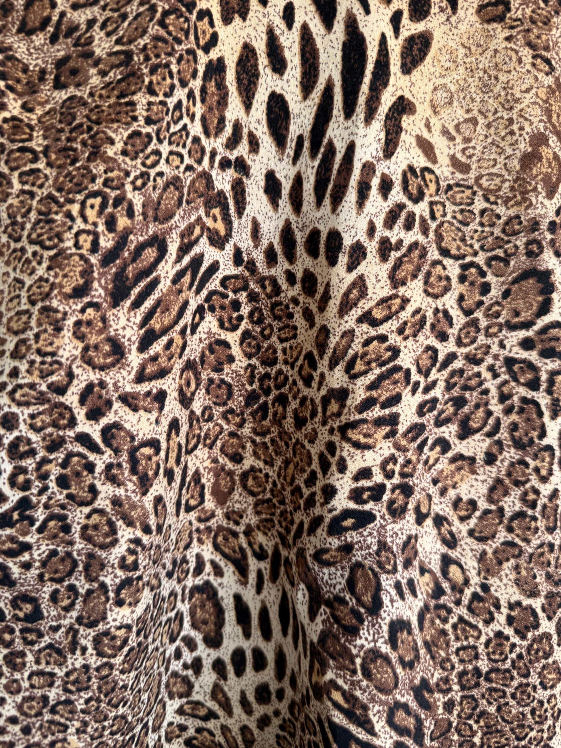 Vintage Leopard Print Blouse 90s Animal Print Shirt Safari Print Button Up Top Women's Long Sleeve Vintage Blouse Neutral Leopard Shirt