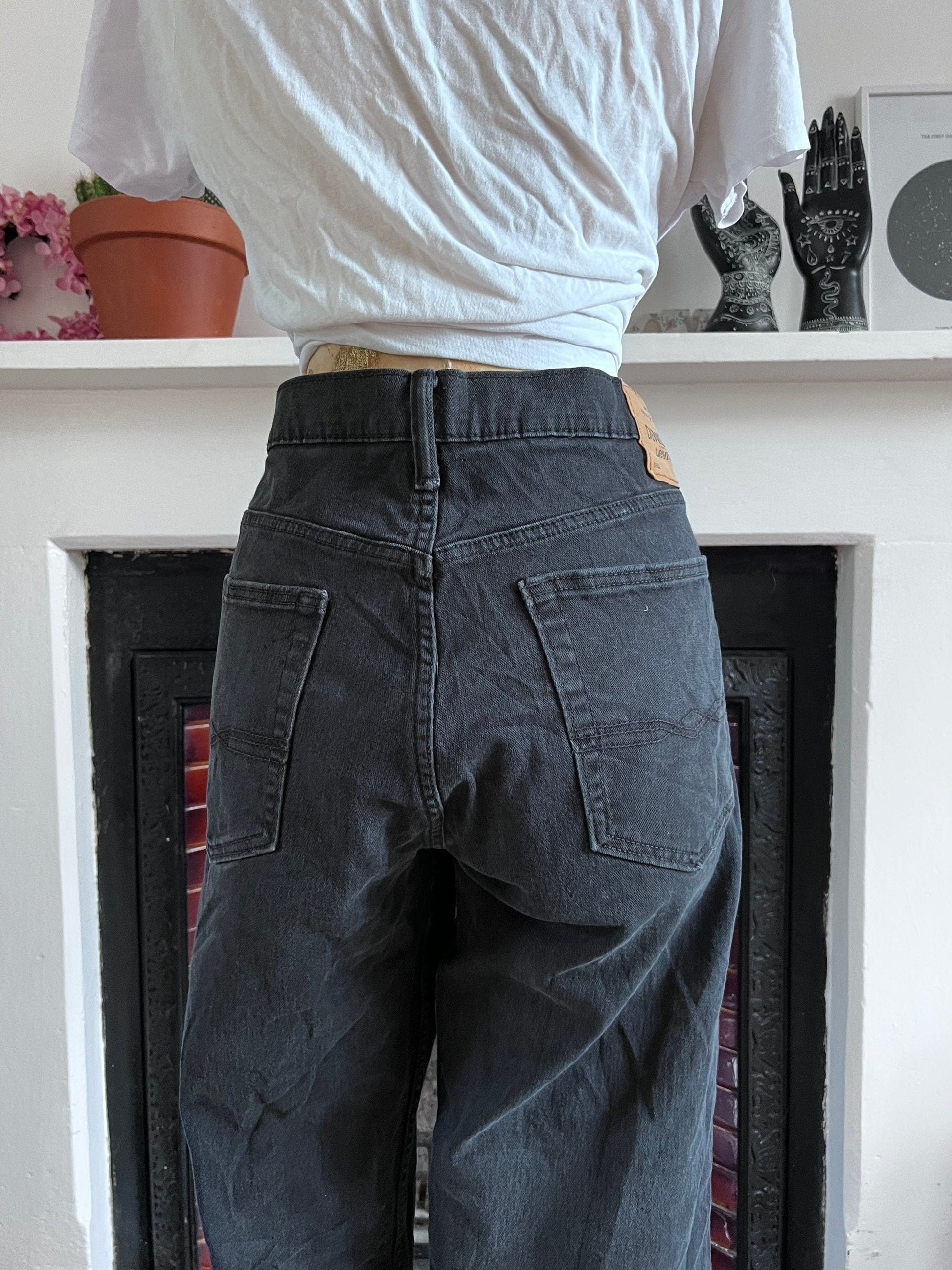 Black Levi Jeans Relaxed Fit - black denim jeans - Levi Jeans 285 W 38 L34