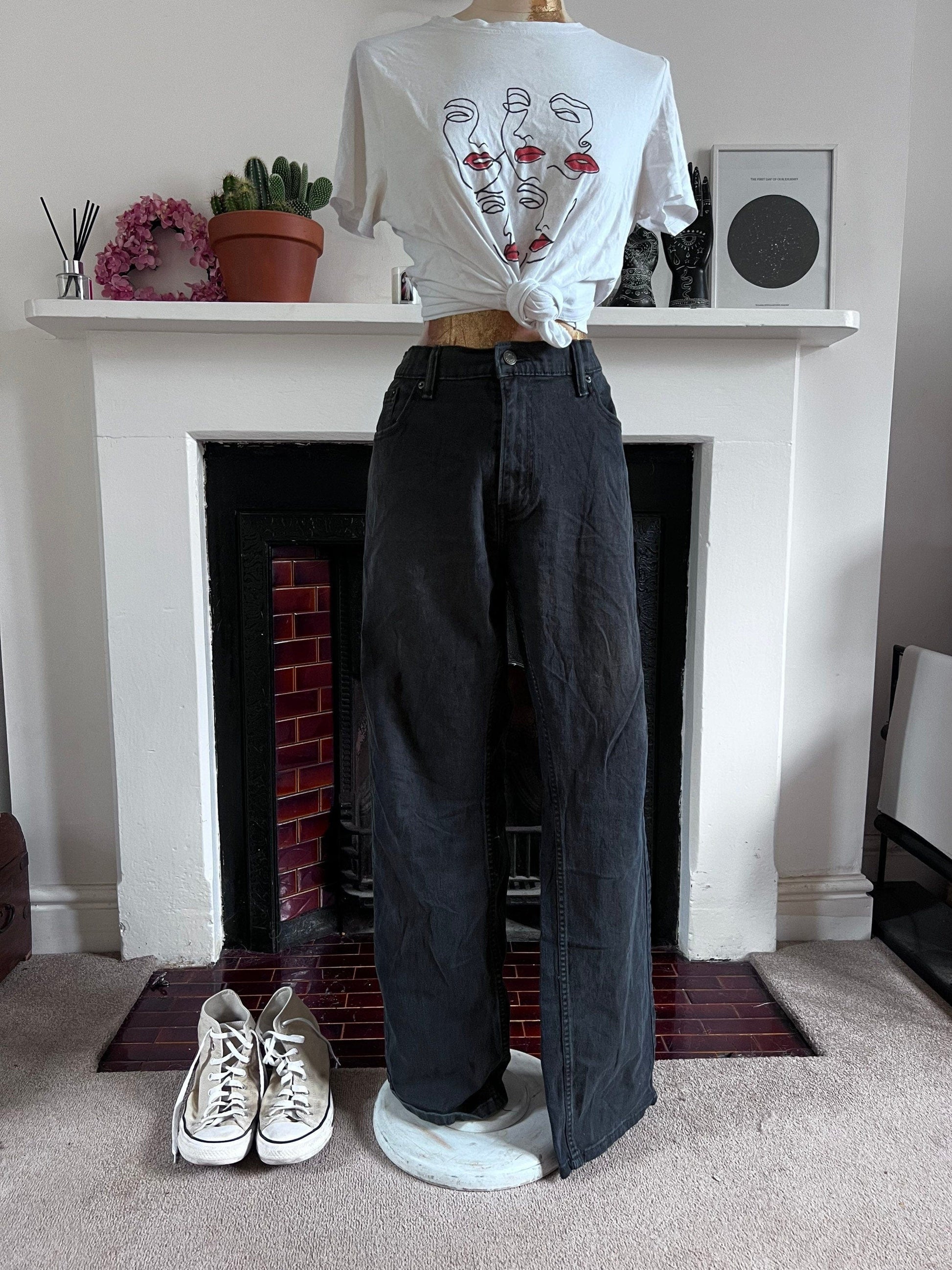 Black Levi Jeans Relaxed Fit - black denim jeans - Levi Jeans 285 W 38 L34