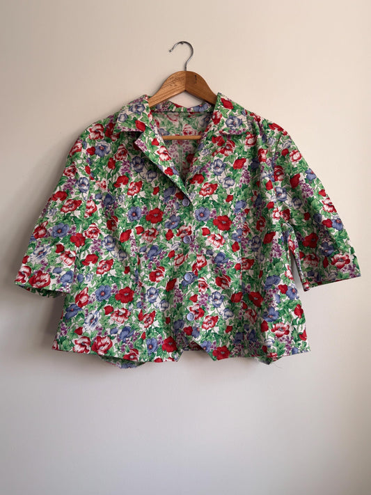Vintage Liberty Floral Cotton Blouse UK 14 - 16 | Liberty Print Shirt | Cottagecore Floral Top | 1960s 1970s Button Front Blouse