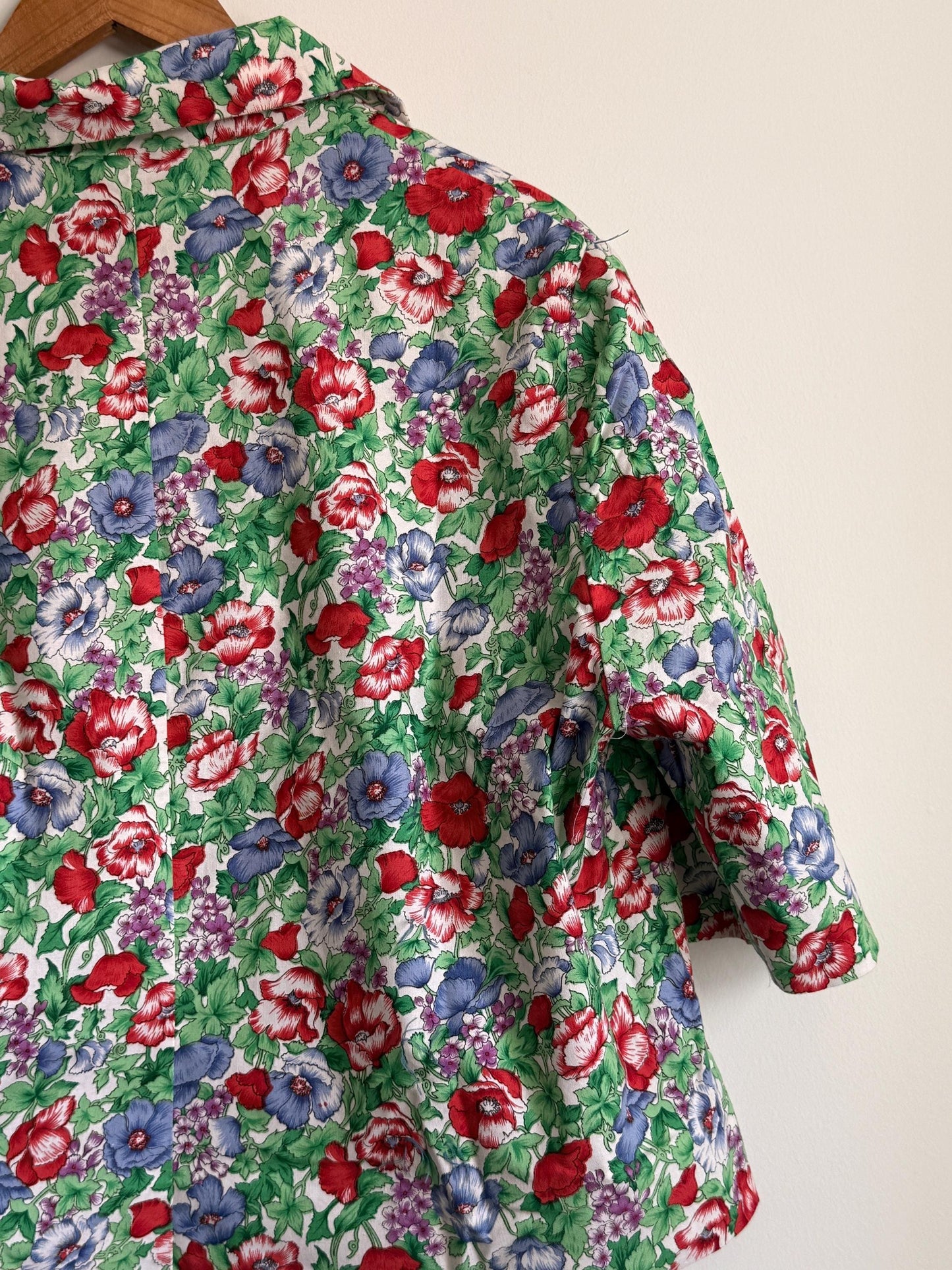 Vintage Liberty Floral Cotton Blouse UK 14 - 16 | Liberty Print Shirt | Cottagecore Floral Top | 1960s 1970s Button Front Blouse