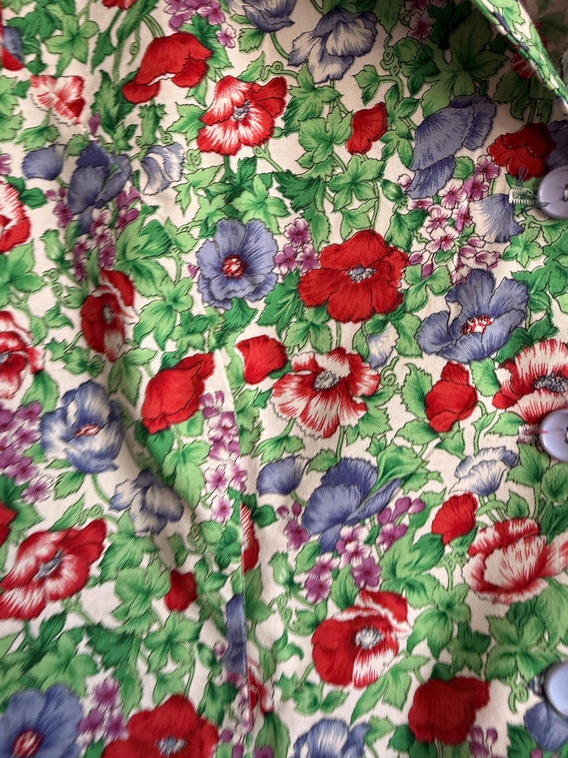 Vintage Liberty Floral Cotton Blouse UK 14 - 16 | Liberty Print Shirt | Cottagecore Floral Top | 1960s 1970s Button Front Blouse