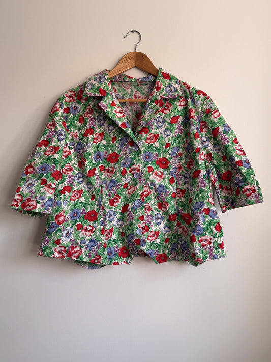 Vintage Liberty Floral Cotton Blouse UK 14 - 16 | Liberty Print Shirt | Cottagecore Floral Top | 1960s 1970s Button Front Blouse