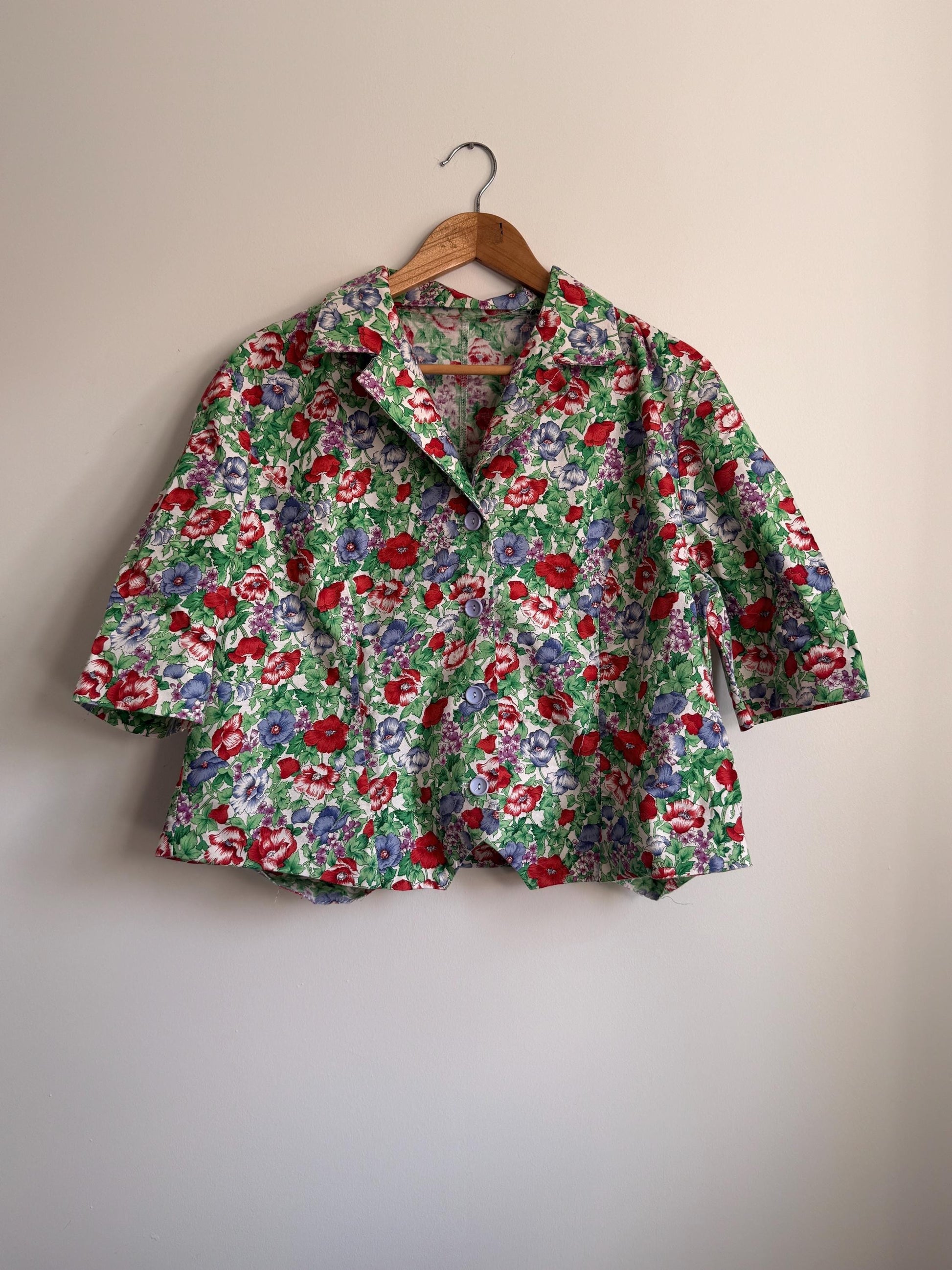 Vintage Liberty Floral Cotton Blouse UK 14 - 16 | Liberty Print Shirt | Cottagecore Floral Top | 1960s 1970s Button Front Blouse