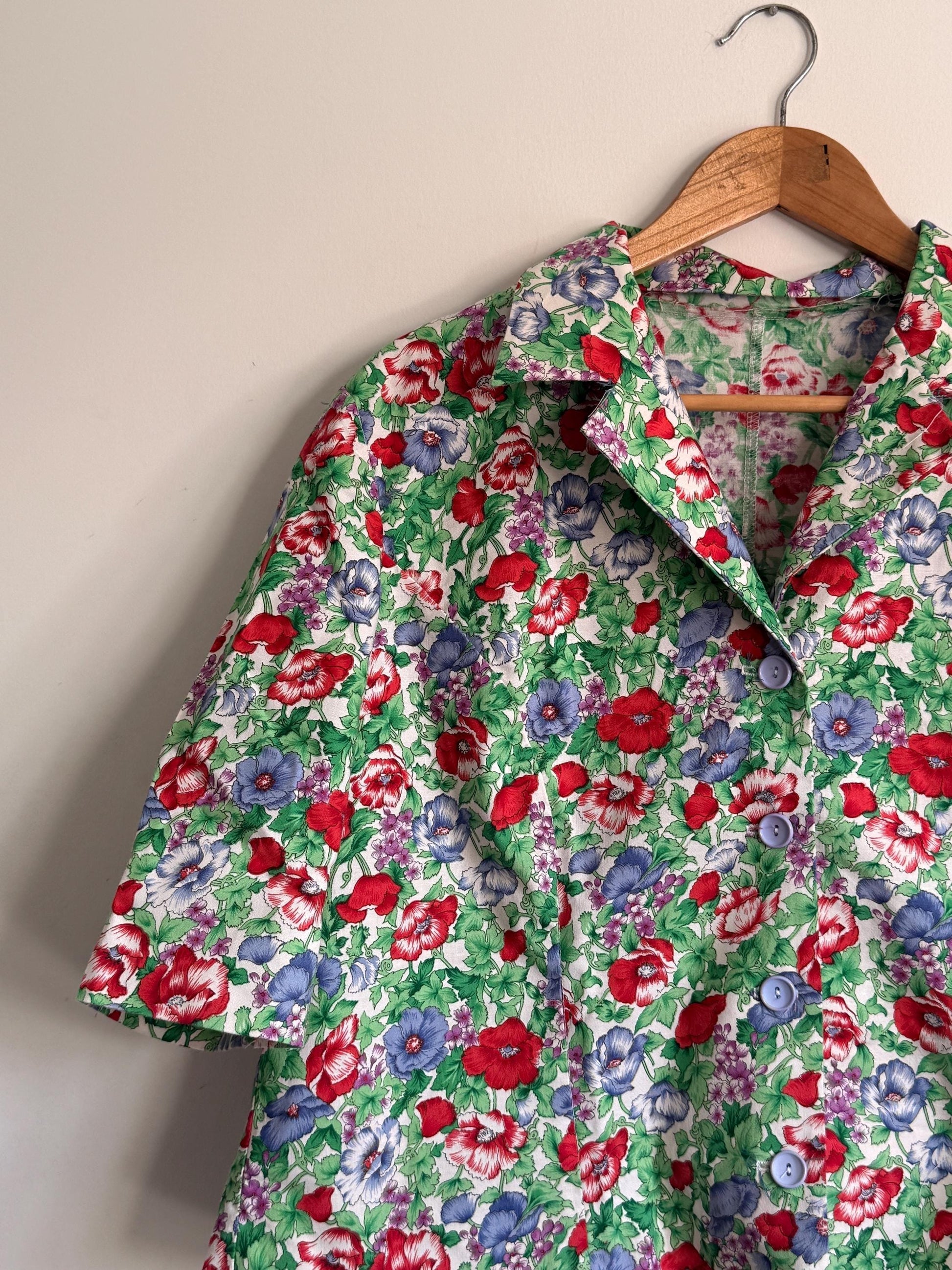 Vintage Liberty Floral Cotton Blouse UK 14 - 16 | Liberty Print Shirt | Cottagecore Floral Top | 1960s 1970s Button Front Blouse