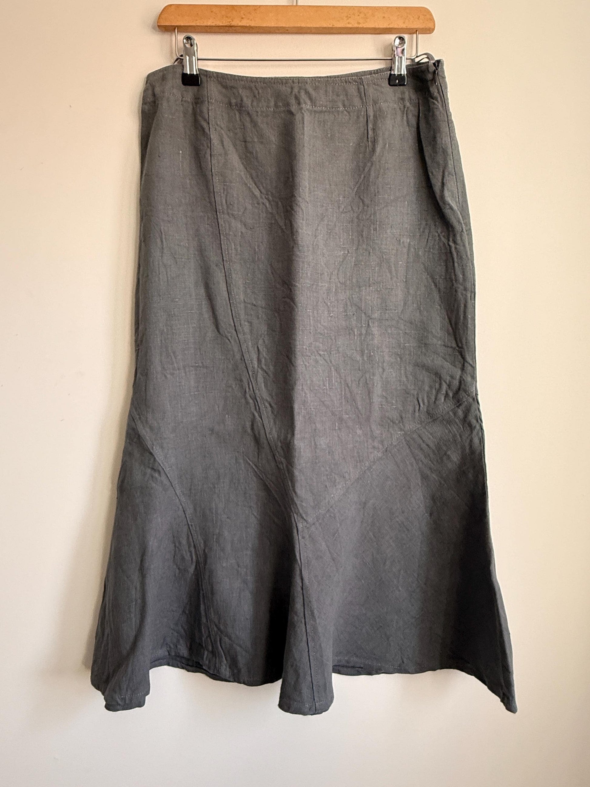 Vintage Linen Skirt Suit UK 10-12 | Shepard's Linen Clothing | 2 Piece Grey Linen Set | Minimalist Jacket & Maxi Skirt | Cottagecore
