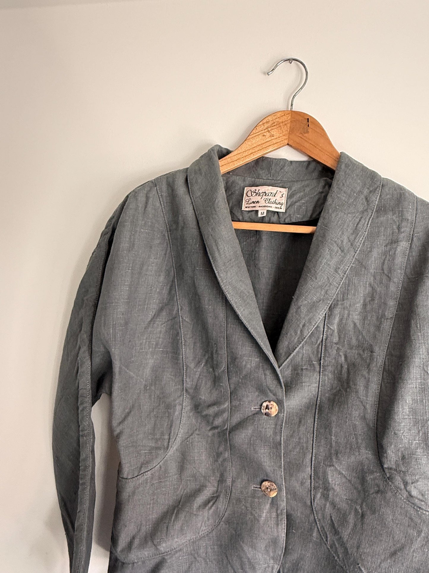 Vintage Linen Skirt Suit UK 10-12 | Shepard's Linen Clothing | 2 Piece Grey Linen Set | Minimalist Jacket & Maxi Skirt | Cottagecore