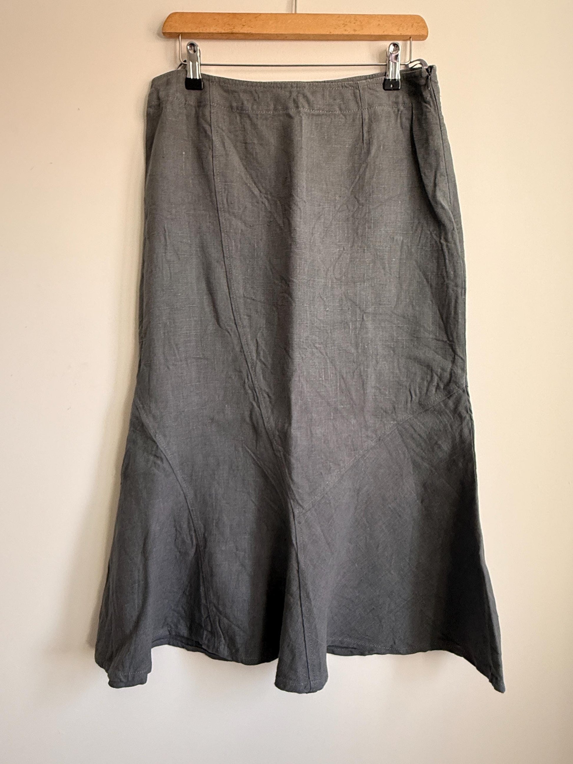 Vintage Linen Skirt Suit UK 10-12 | Shepard's Linen Clothing | 2 Piece Grey Linen Set | Minimalist Jacket & Maxi Skirt | Cottagecore