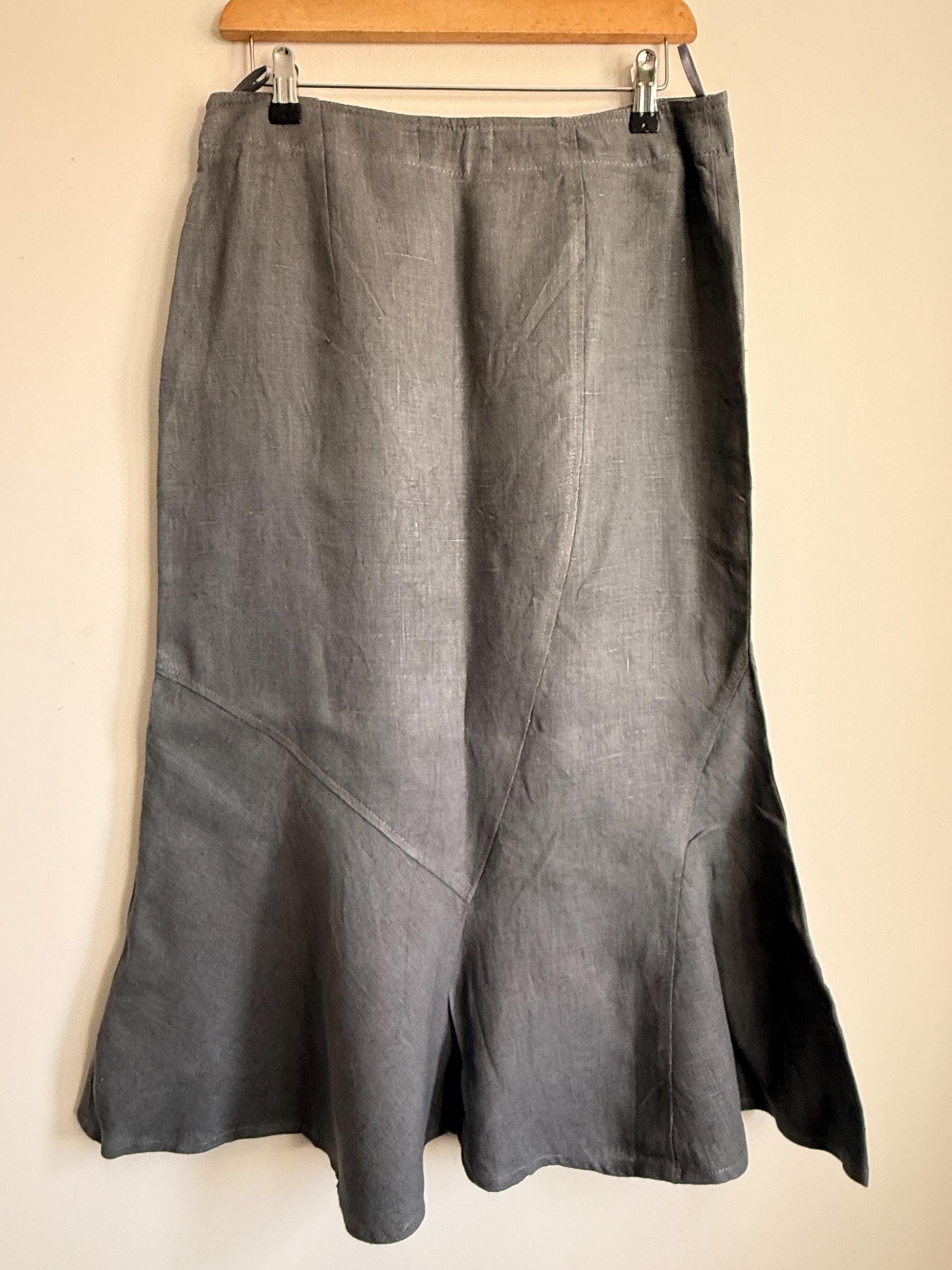 Vintage Linen Skirt Suit UK 10-12 | Shepard's Linen Clothing | 2 Piece Grey Linen Set | Minimalist Jacket & Maxi Skirt | Cottagecore