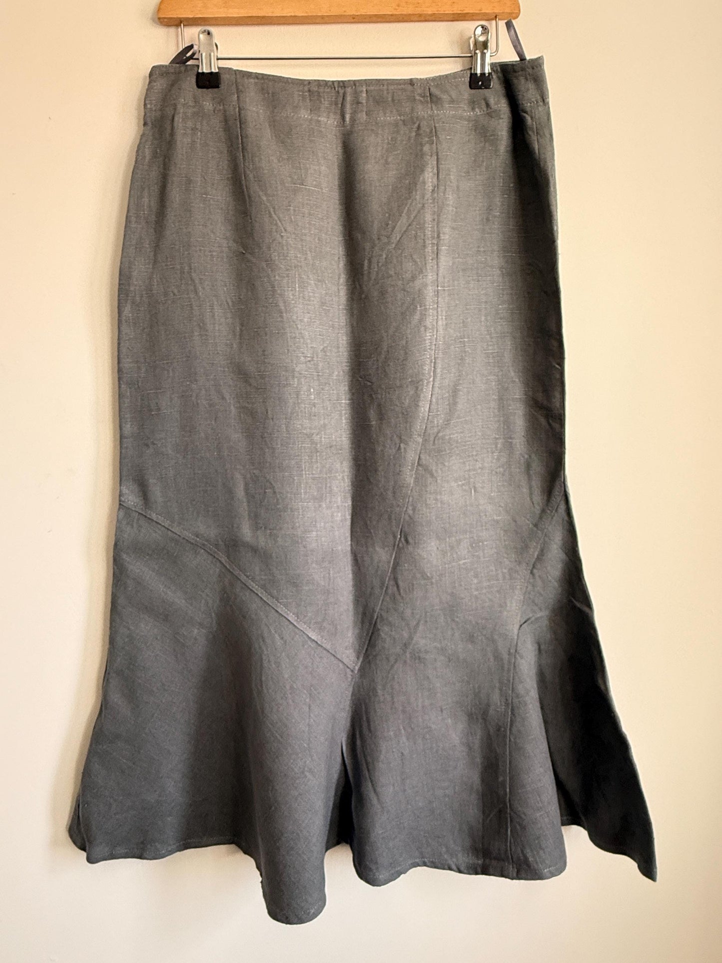 Vintage Linen Skirt Suit UK 10-12 | Shepard's Linen Clothing | 2 Piece Grey Linen Set | Minimalist Jacket & Maxi Skirt | Cottagecore