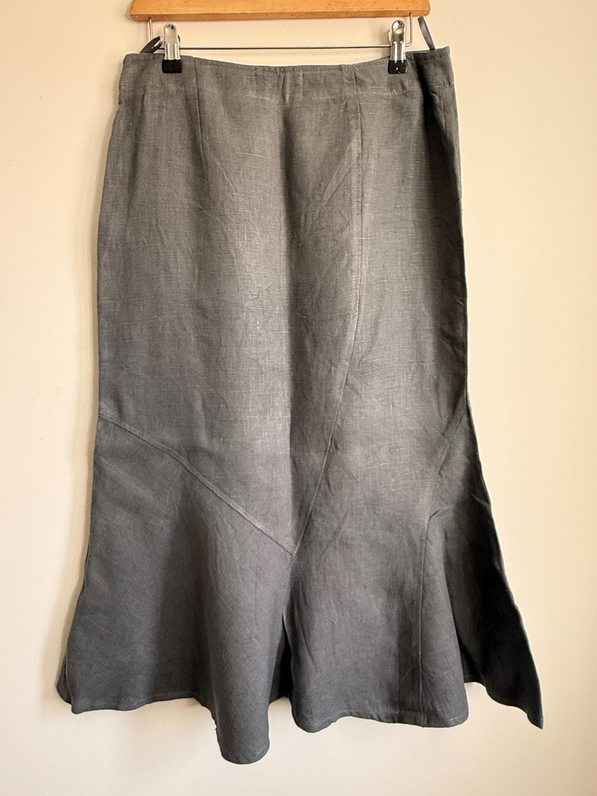 Vintage Linen Skirt Suit UK 10-12 | Shepard's Linen Clothing | 2 Piece Grey Linen Set | Minimalist Jacket & Maxi Skirt | Cottagecore