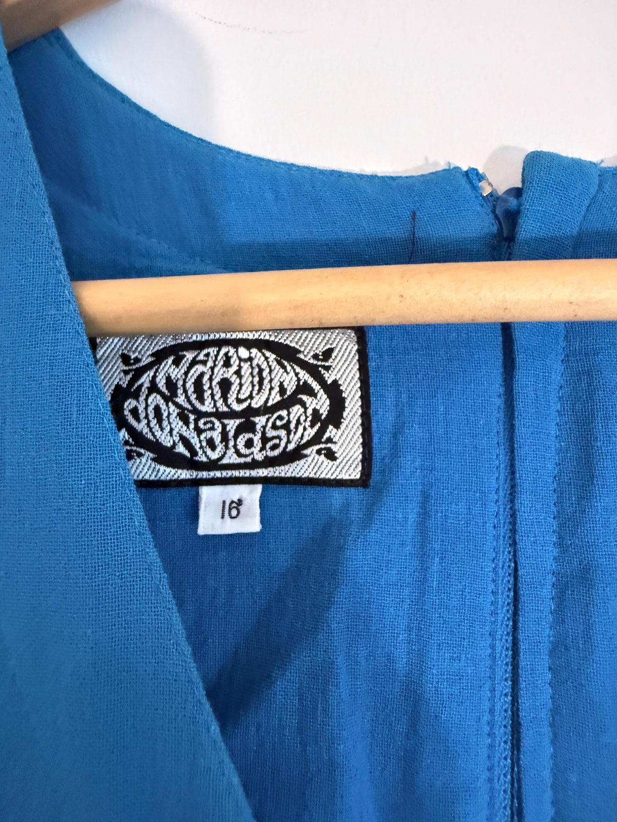 Vintage Marion Donaldson Blue Maxi Dress | 1970s–80s Ruffle Dress | Belted Size 12