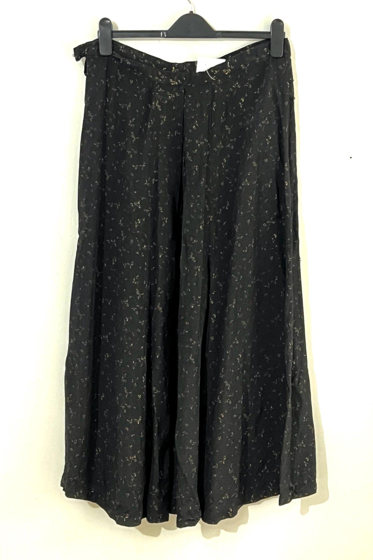 Vintage Maxi Skirt Muted Gold Black Floral Skirt Ankle Length UK Size 14