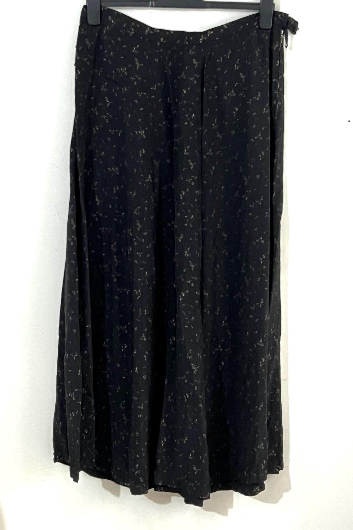 Vintage Maxi Skirt Muted Gold Black Floral Skirt Ankle Length UK Size 14