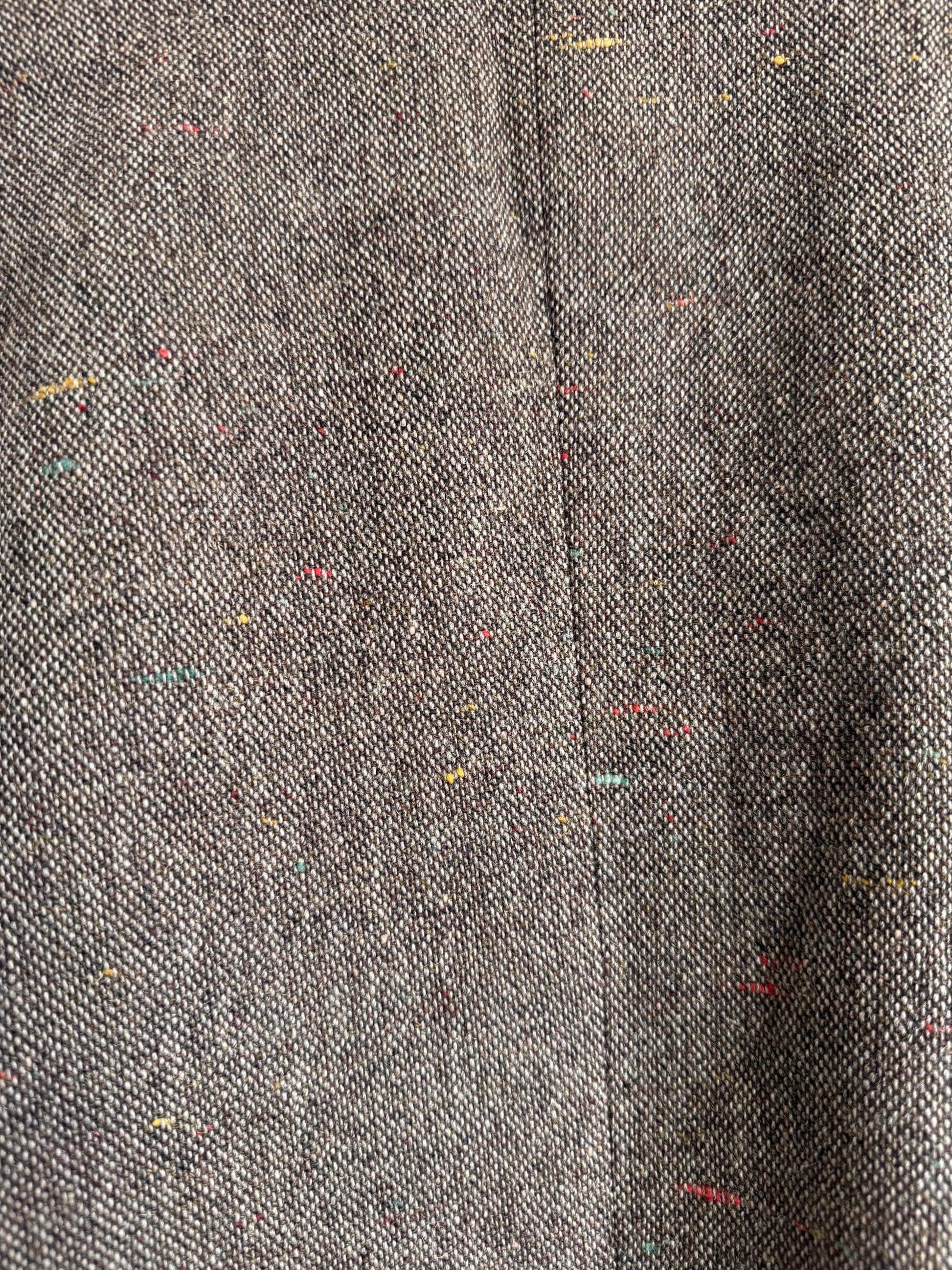 Vintage Men’s Donegal Style Fleck Tweed Sports Jacket Brown Wool Blazer Leather Trim Country Jacket
