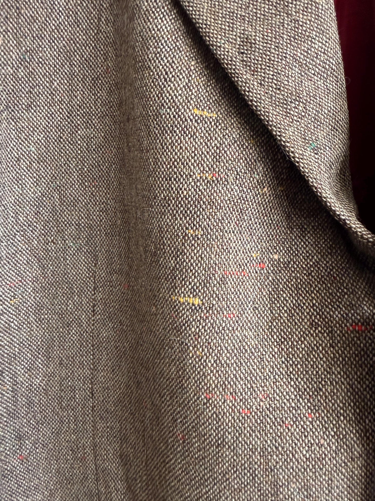 Vintage Men’s Donegal Style Fleck Tweed Sports Jacket Brown Wool Blazer Leather Trim Country Jacket