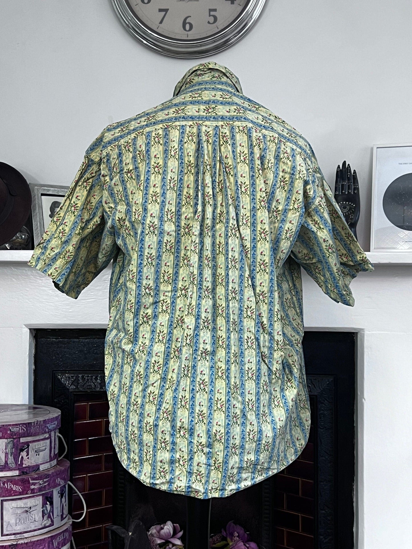 Men’s Vintage Shirt, Floral Shirt, A Cause Des Garçons 90s Vintage Short Sleeve Shirt,