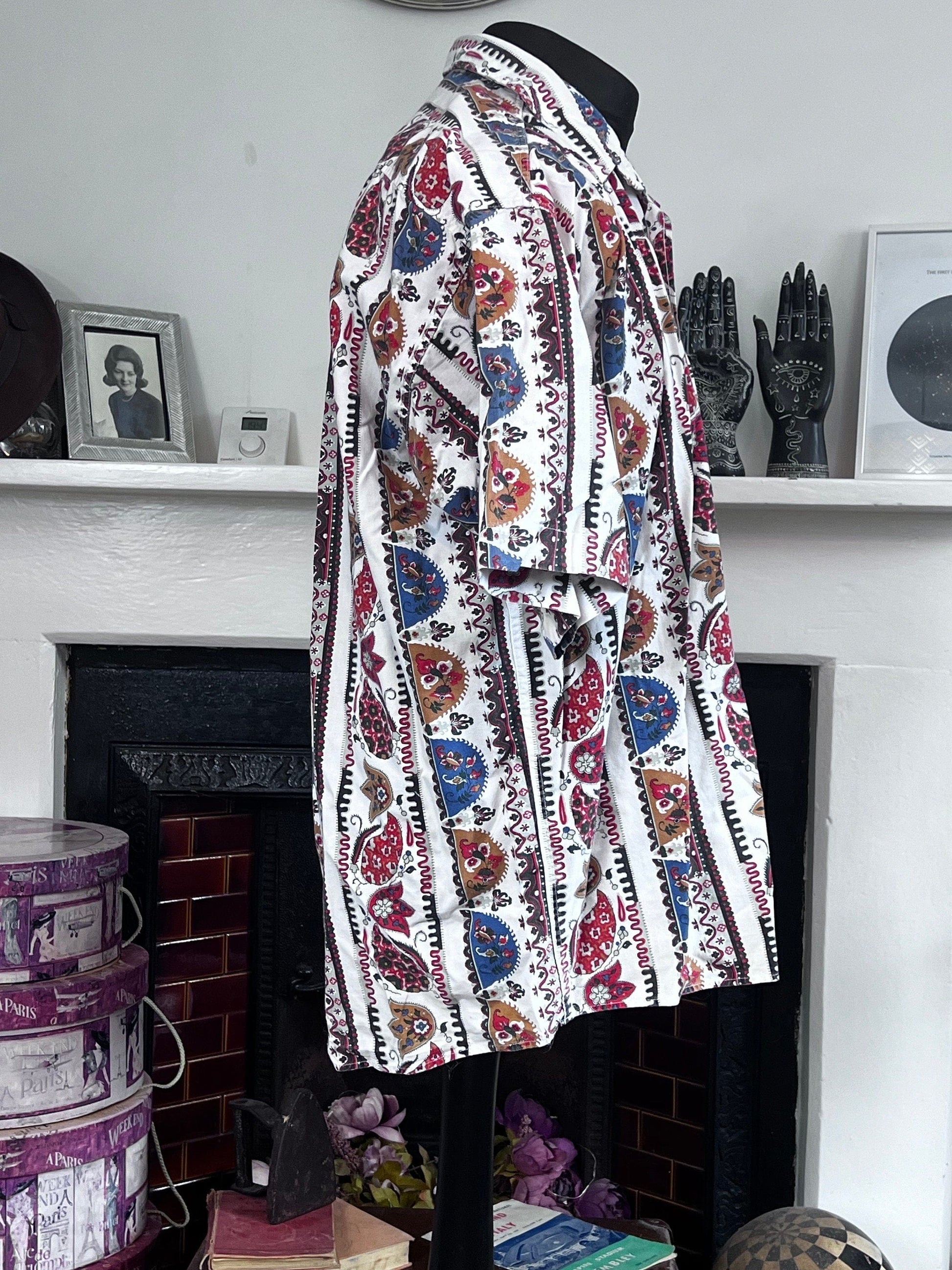 Men’s Vintage Shirt, Floral Shirt, A Cause Des Garçons 90s Vintage Short Sleeve Shirt, 50” 16.5”