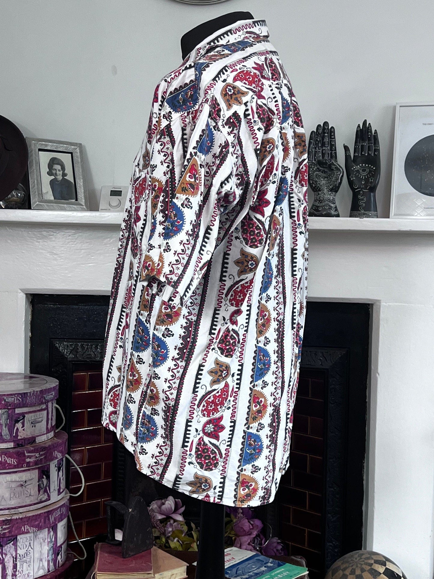 Men’s Vintage Shirt, Floral Shirt, A Cause Des Garçons 90s Vintage Short Sleeve Shirt, 50” 16.5”