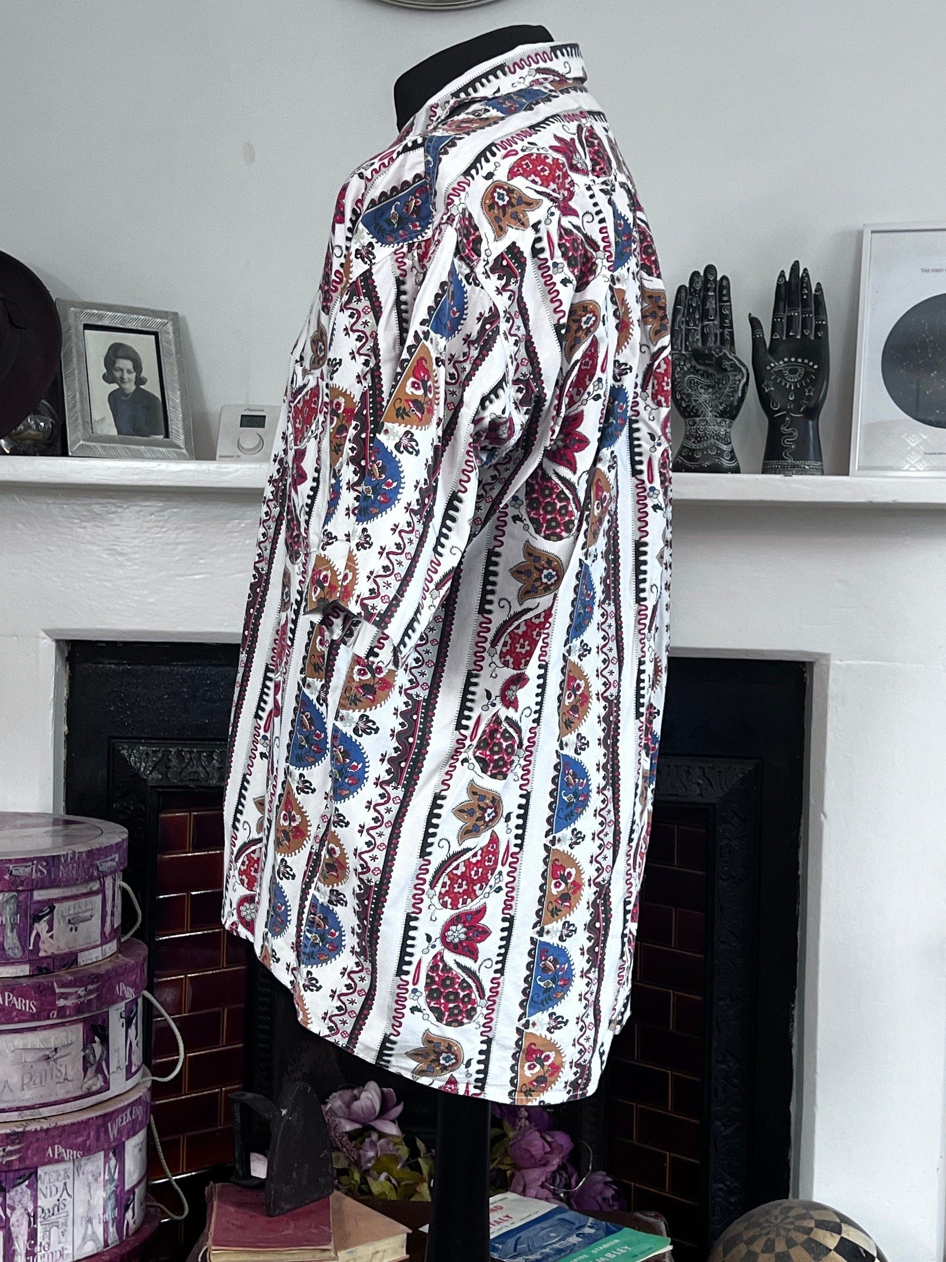Men’s Vintage Shirt, Floral Shirt, A Cause Des Garçons 90s Vintage Short Sleeve Shirt, 50” 16.5”