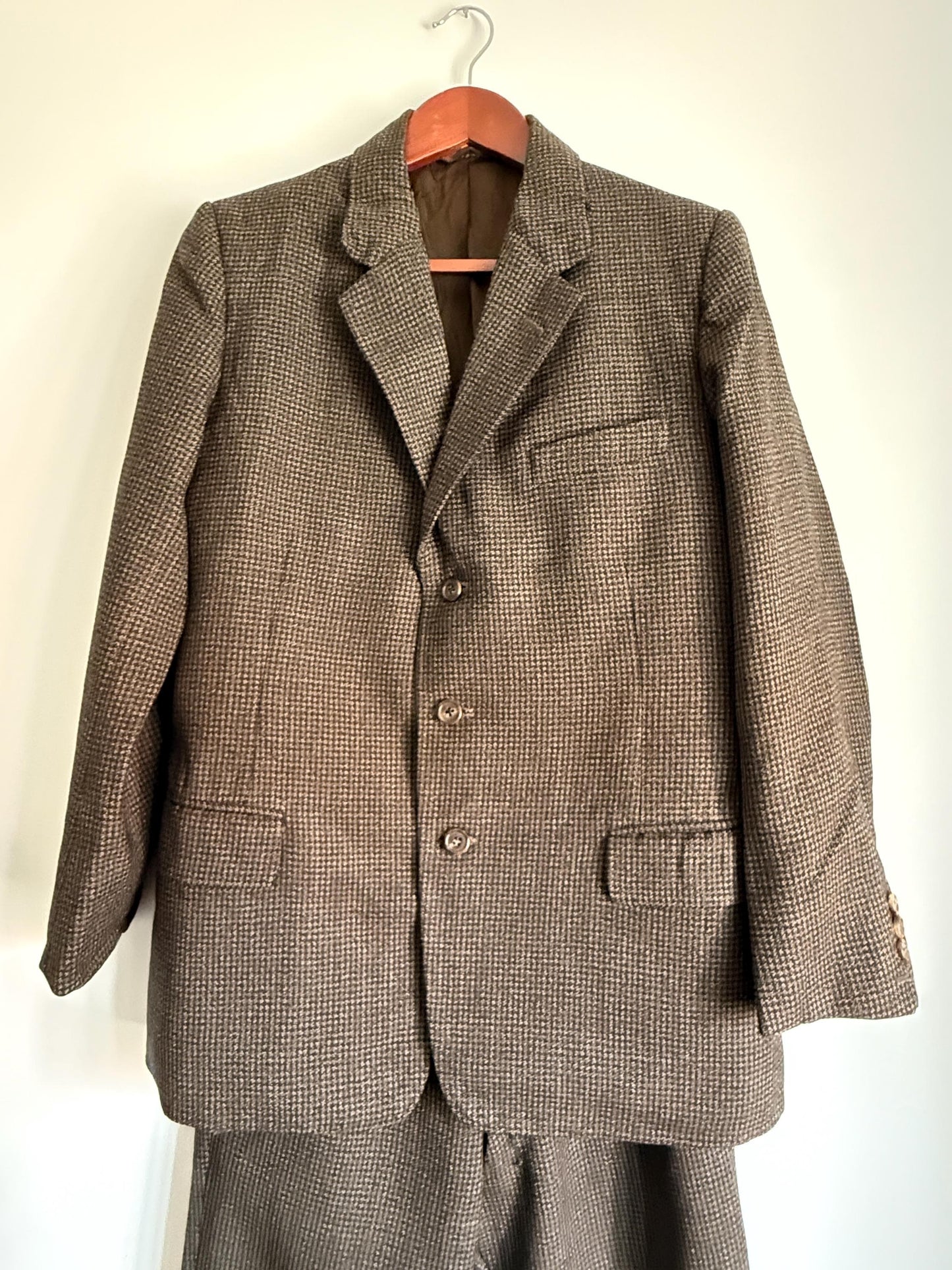 Vintage Men's Three Piece Suit Jerome Super Fine-Twist Wool Aucott Cirencester British Tailored Suit Heritage Country Tweed Size S