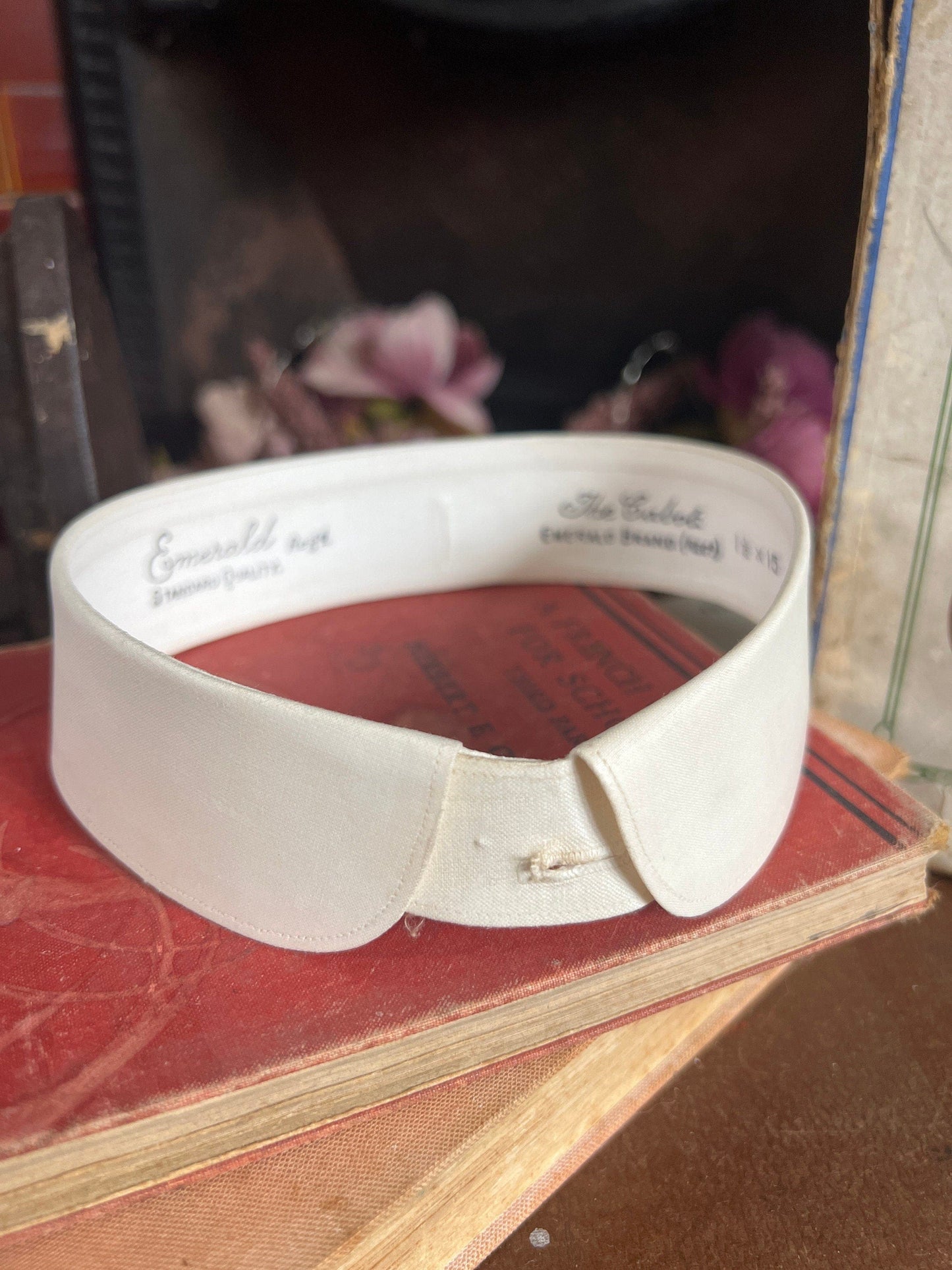 Vintage Mens Detachable Collar 1 1/2 x 15” White unused Collar Emerald brand Cabot, 1920s 30s detachable collars