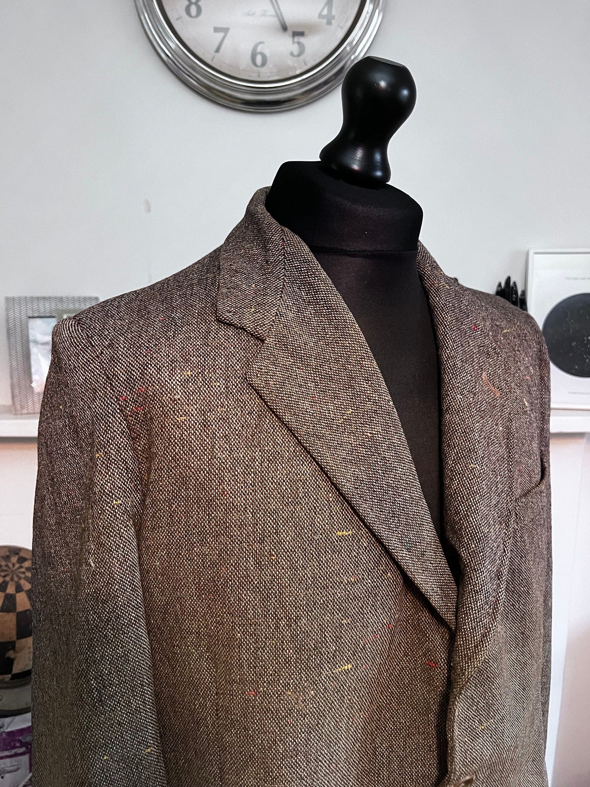 1960s Vintage Mens Tweed Ryder Amies Tweed Jacket , vintage tweed, fleck tweed jacket, brown tweed jacket, vintage tweed blazer, mens