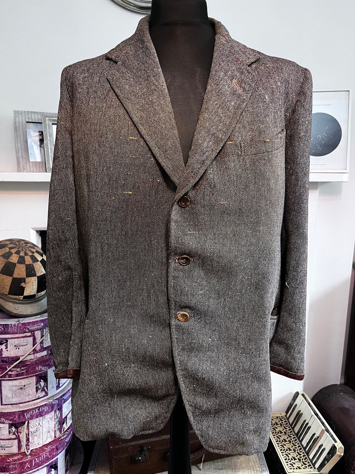 1960s Vintage Mens Tweed Ryder Amies Tweed Jacket , vintage tweed, fleck tweed jacket, brown tweed jacket, vintage tweed blazer, mens