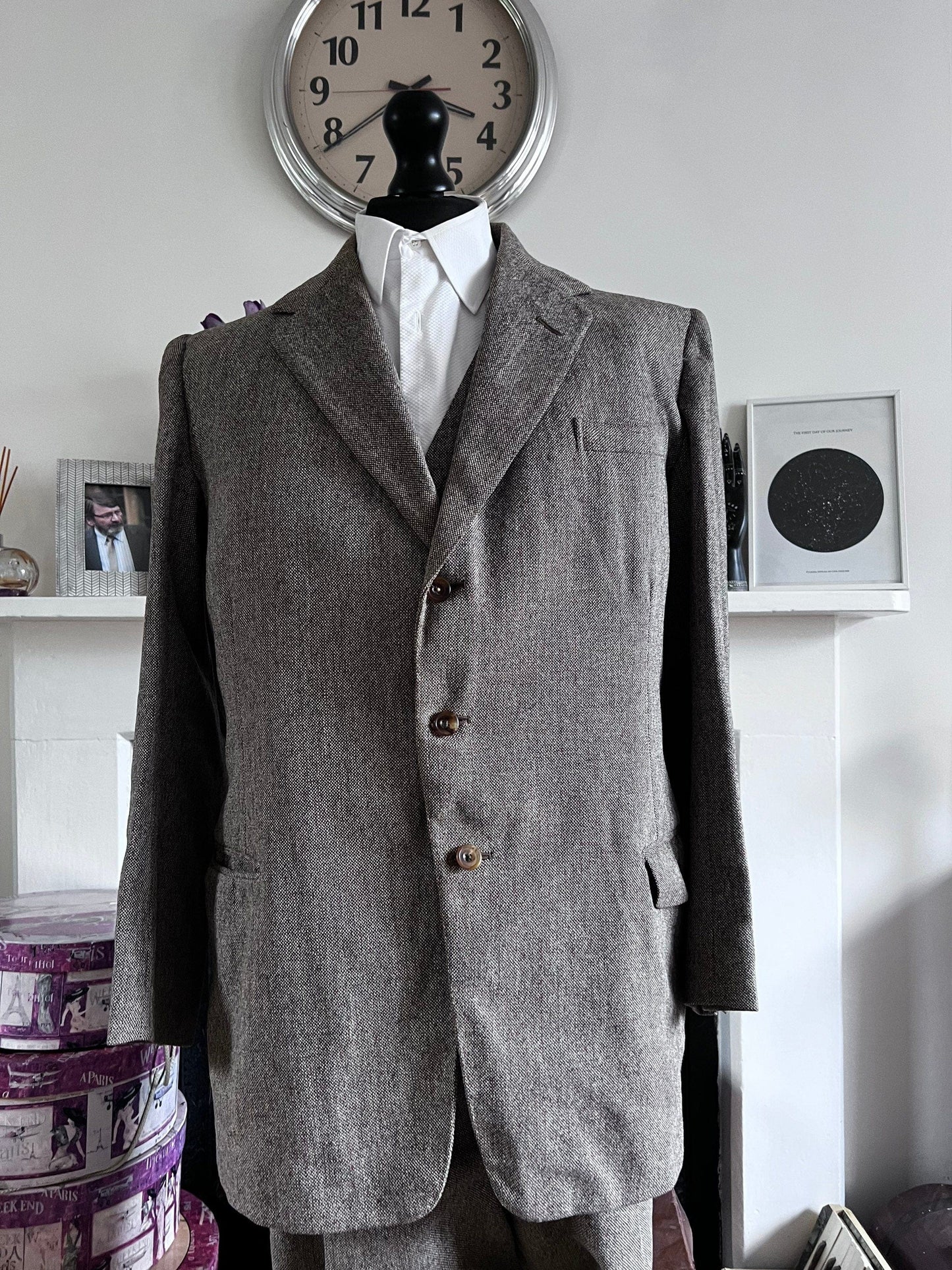 1950s Vintage Mens Tweed, 3Piece Suit, Trouser, Plus Six Jacket, Waistcoat, Mens Tweed suit, brown tweed suit 50s tweed suit