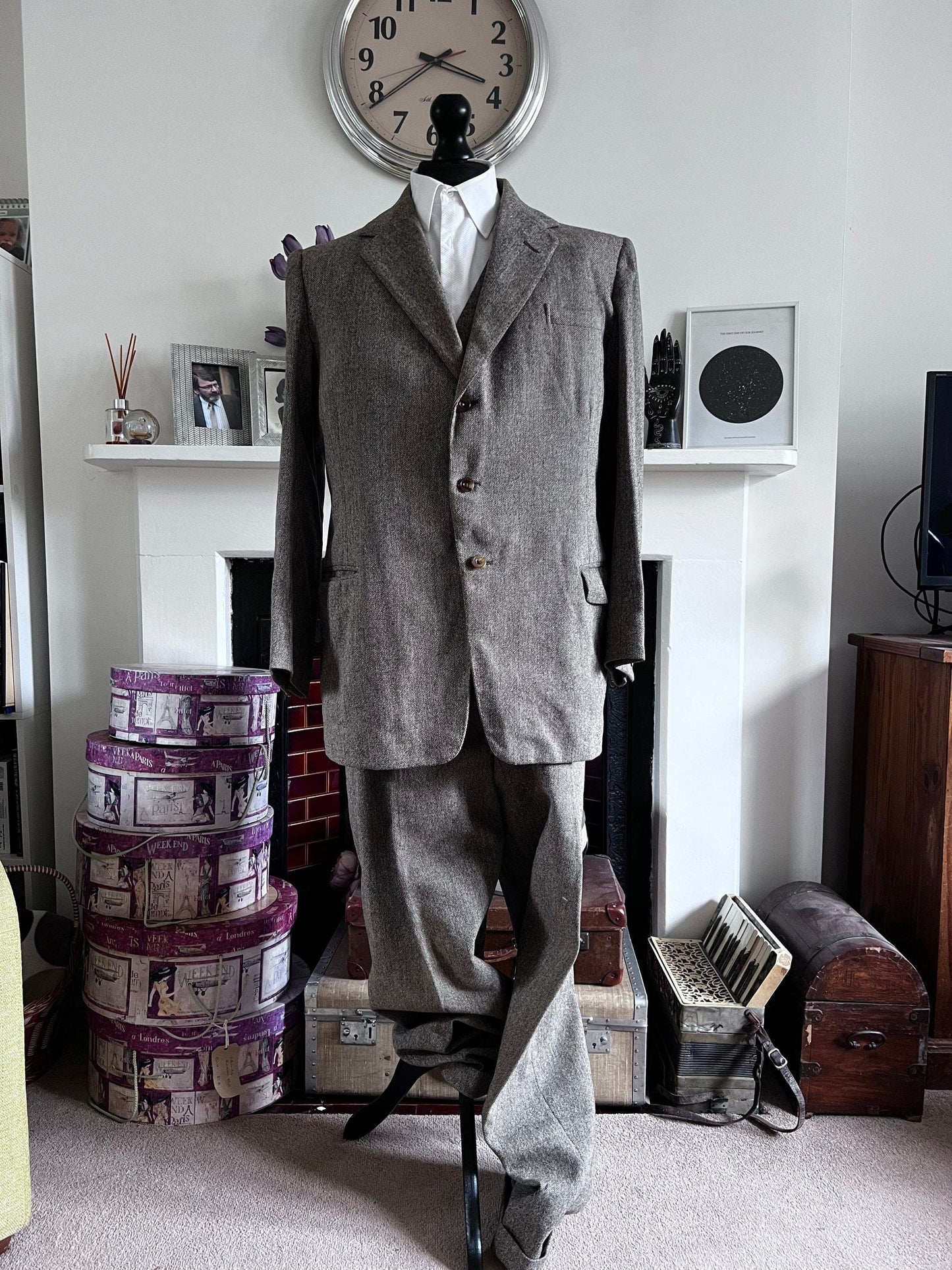 1950s Vintage Mens Tweed, 3Piece Suit, Trouser, Plus Six Jacket, Waistcoat, Mens Tweed suit, brown tweed suit 50s tweed suit