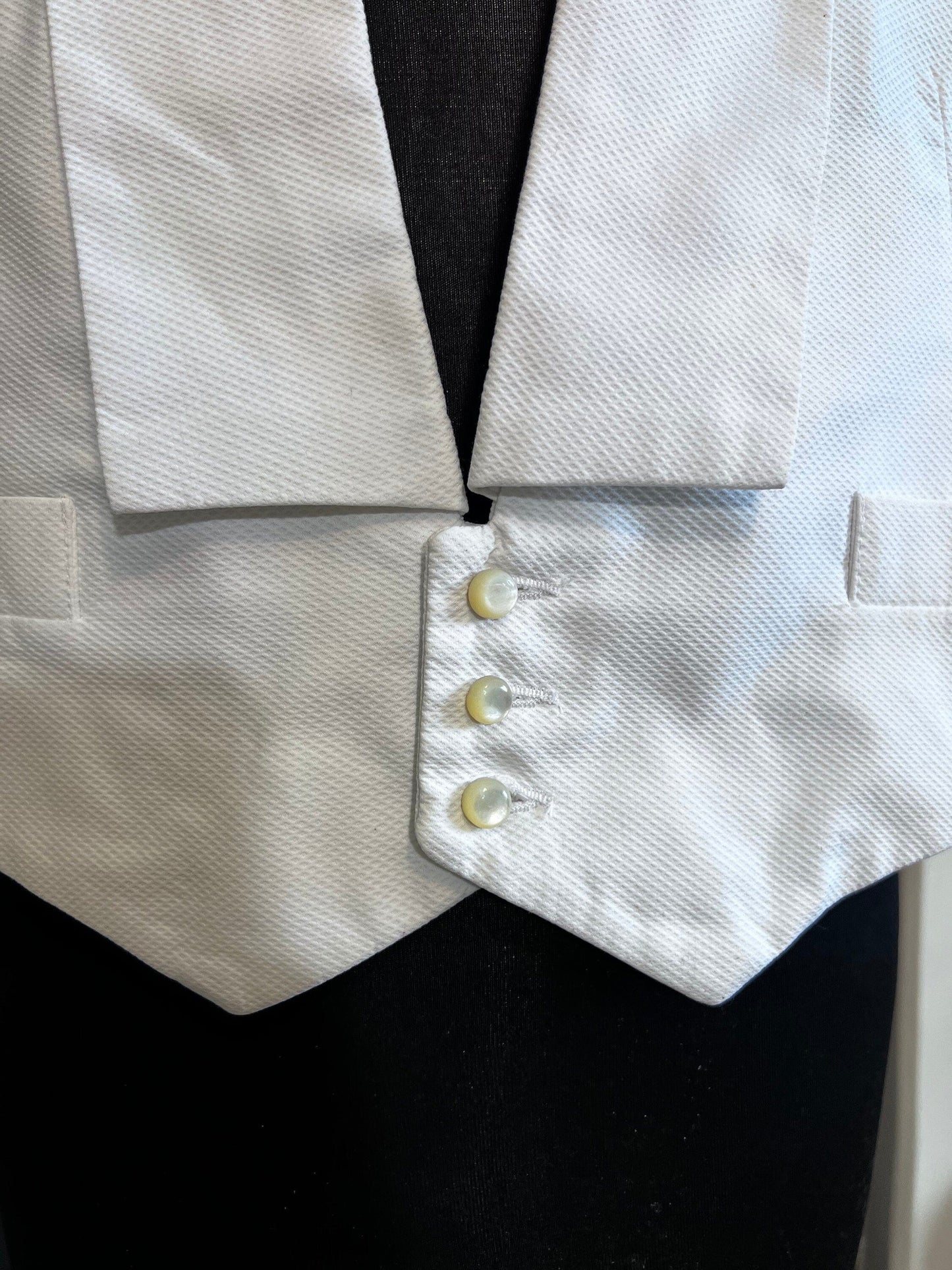 Vintage Mens White Tuxedo Waistcoat White , Suit Vest White Tie, Mens White Waffle Front Backless Tuxedo Suit Vest, back strap missing