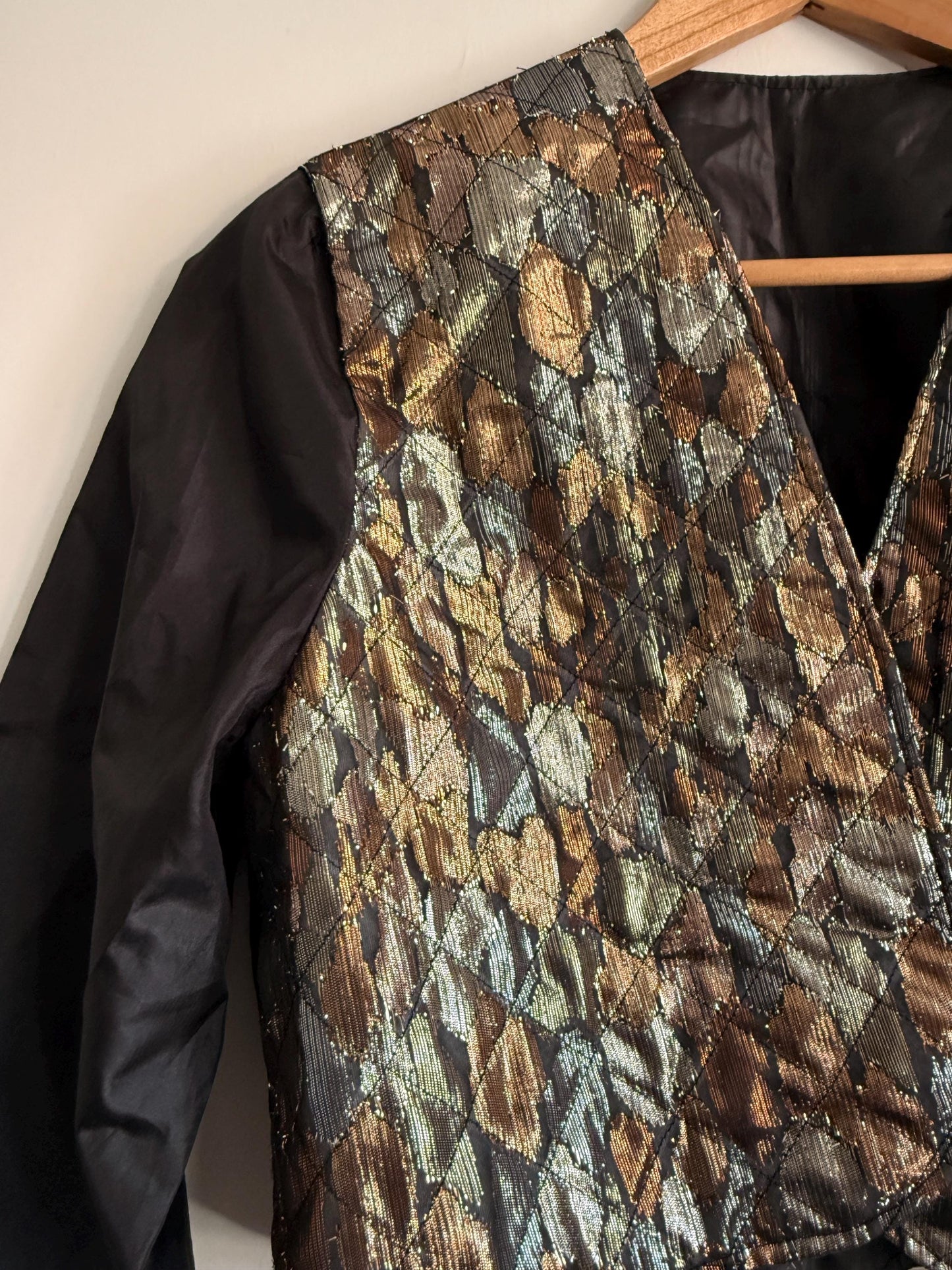 Vintage Metallic Brocade Bolero Jacket | Gold & Bronze Evening Jacket | Cropped Occasion Jacket | Cocktail Cover Up | 1980s Eveningwear