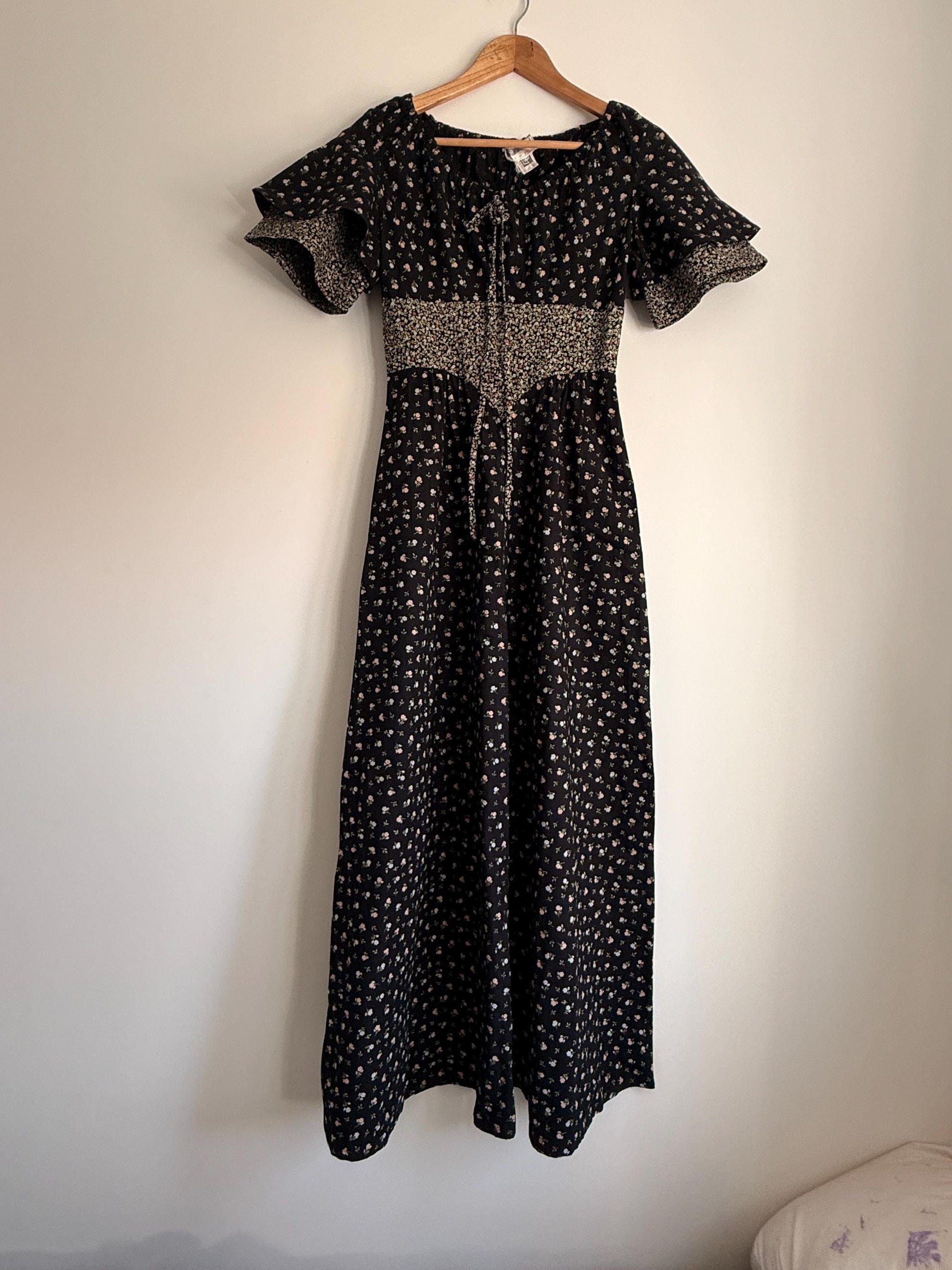Vintage Mister Ant Prairie Dress | Made in England | 1970s Floral Maxi Dress | Cottagecore Dress | Romantic Boho Dress | British Vintage