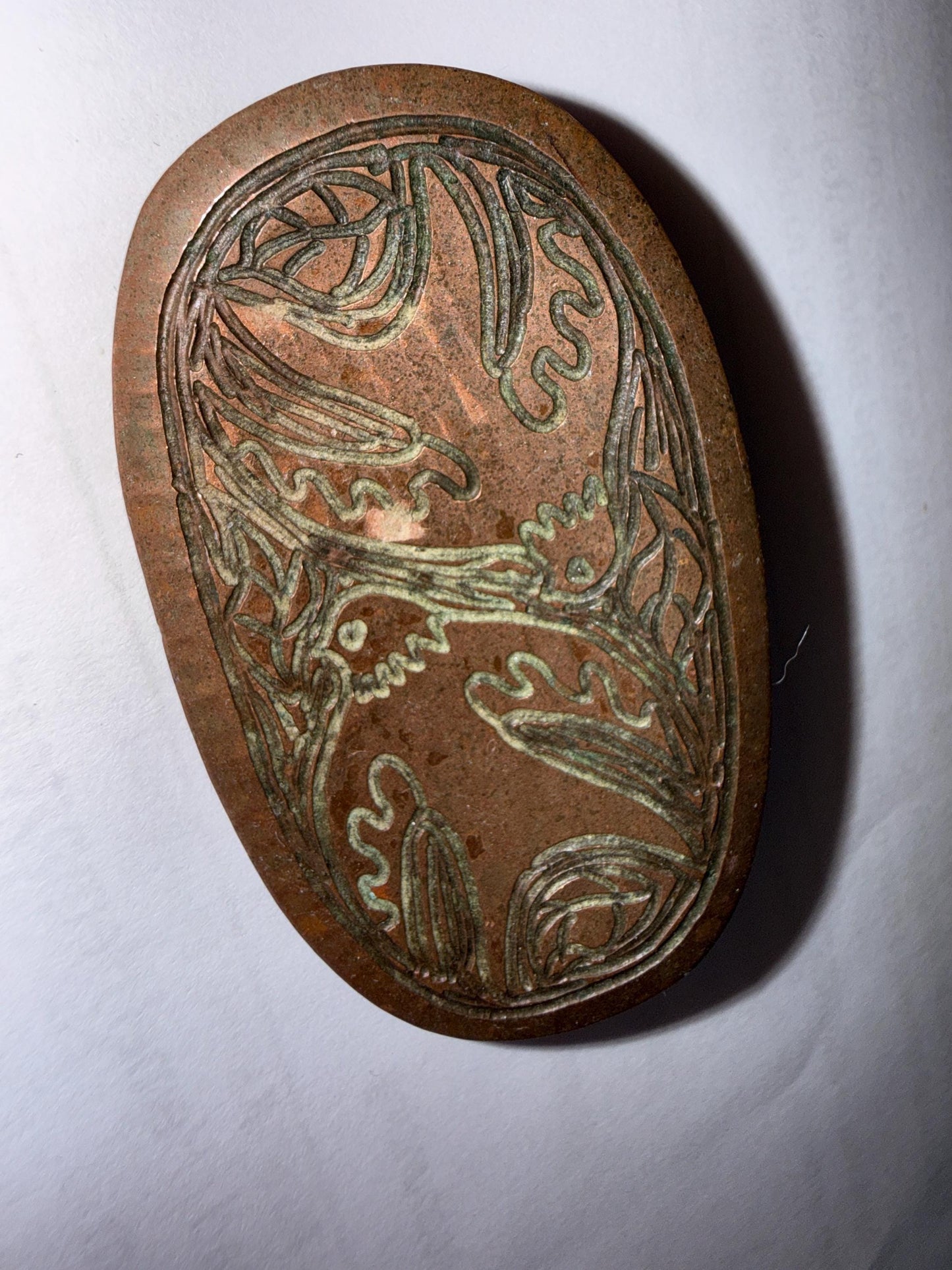 Vintage MODA Malta Copper Brooch – Handmade Modernist Bird & Foliate Design – Signed Maltese Artisan Jewellery