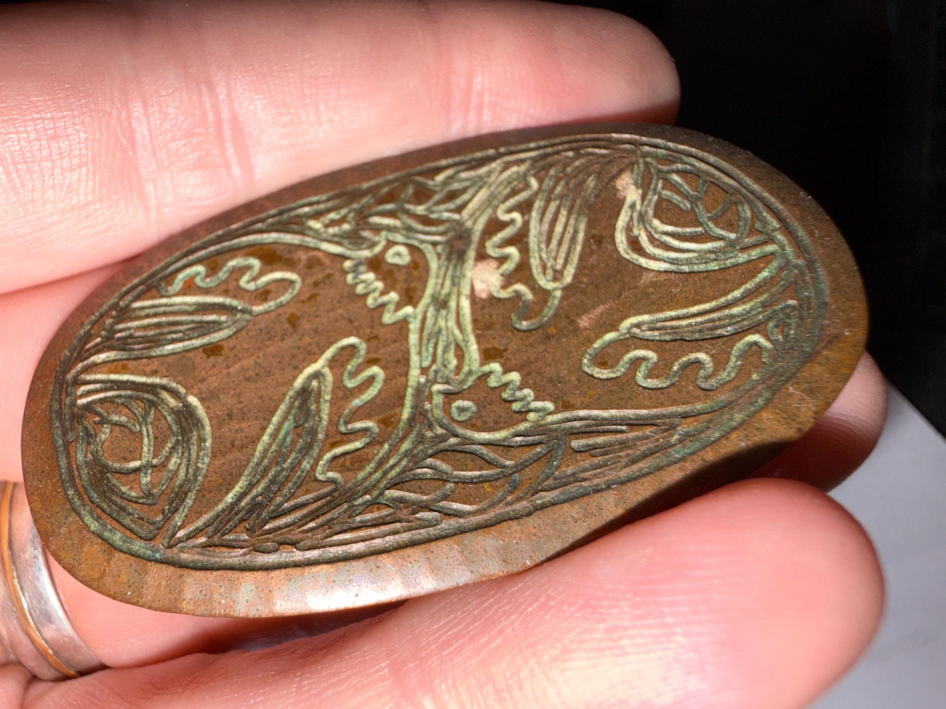 Vintage MODA Malta Copper Brooch – Handmade Modernist Bird & Foliate Design – Signed Maltese Artisan Jewellery
