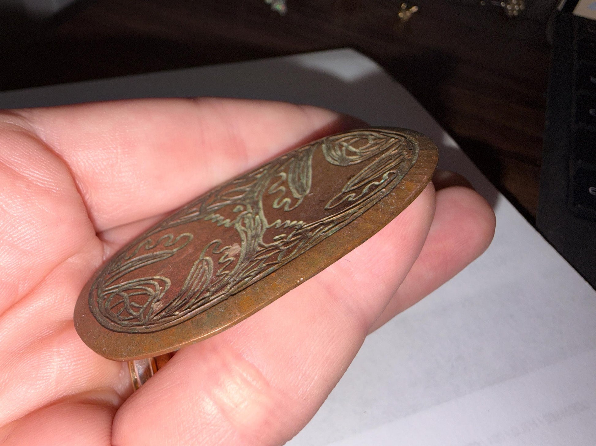 Vintage MODA Malta Copper Brooch – Handmade Modernist Bird & Foliate Design – Signed Maltese Artisan Jewellery