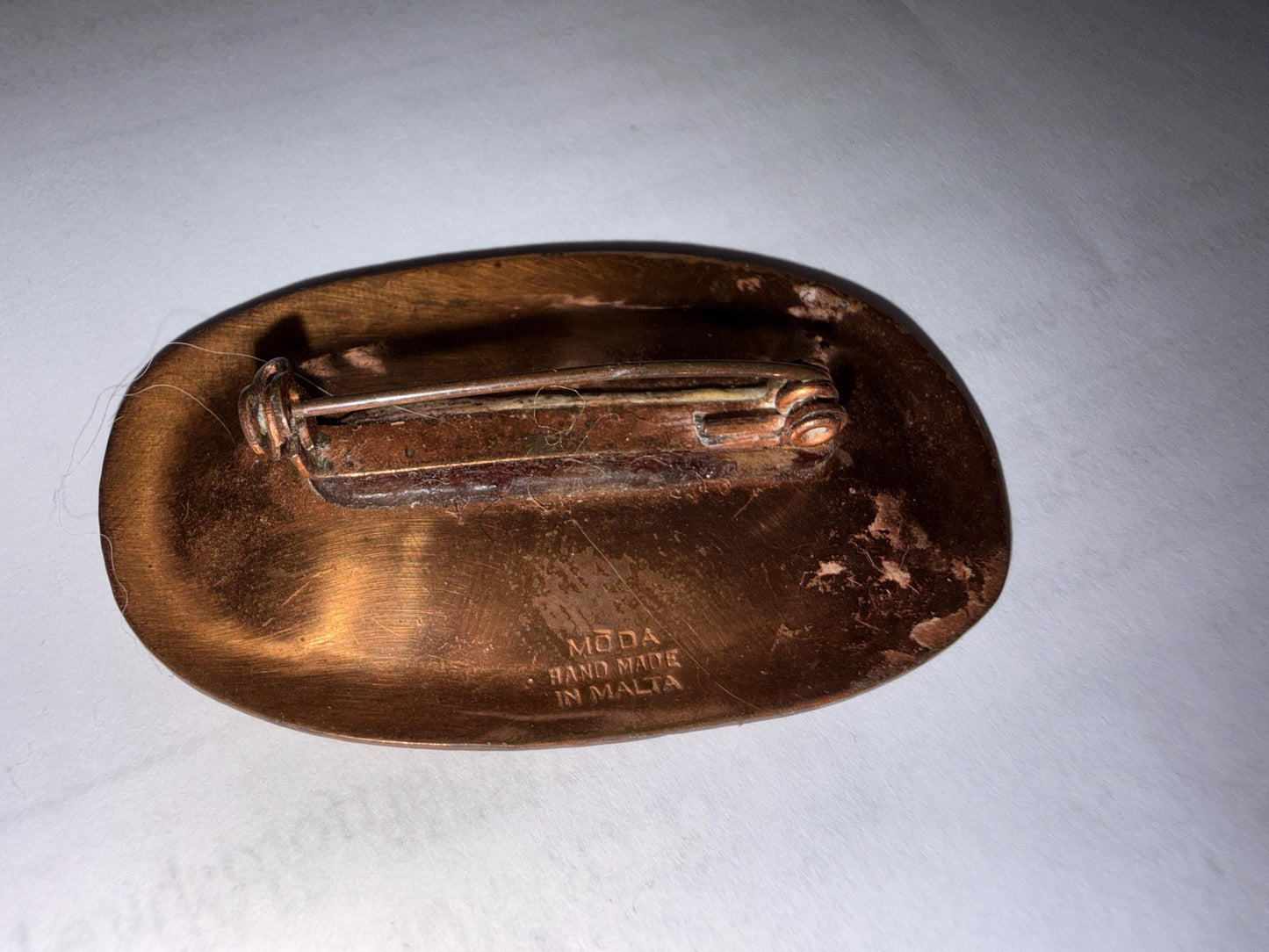Vintage MODA Malta Copper Brooch – Handmade Modernist Bird & Foliate Design – Signed Maltese Artisan Jewellery