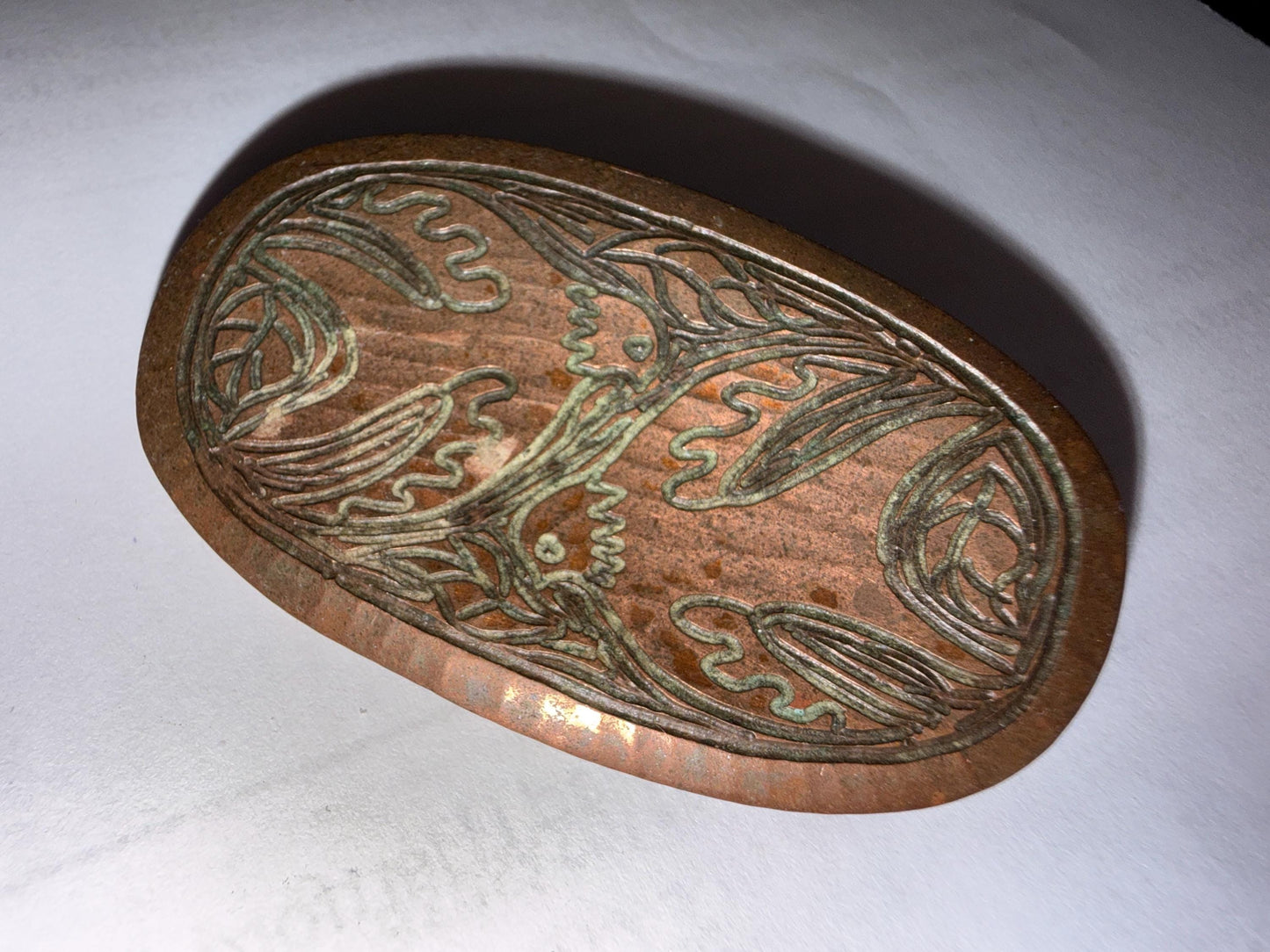 Vintage MODA Malta Copper Brooch – Handmade Modernist Bird & Foliate Design – Signed Maltese Artisan Jewellery