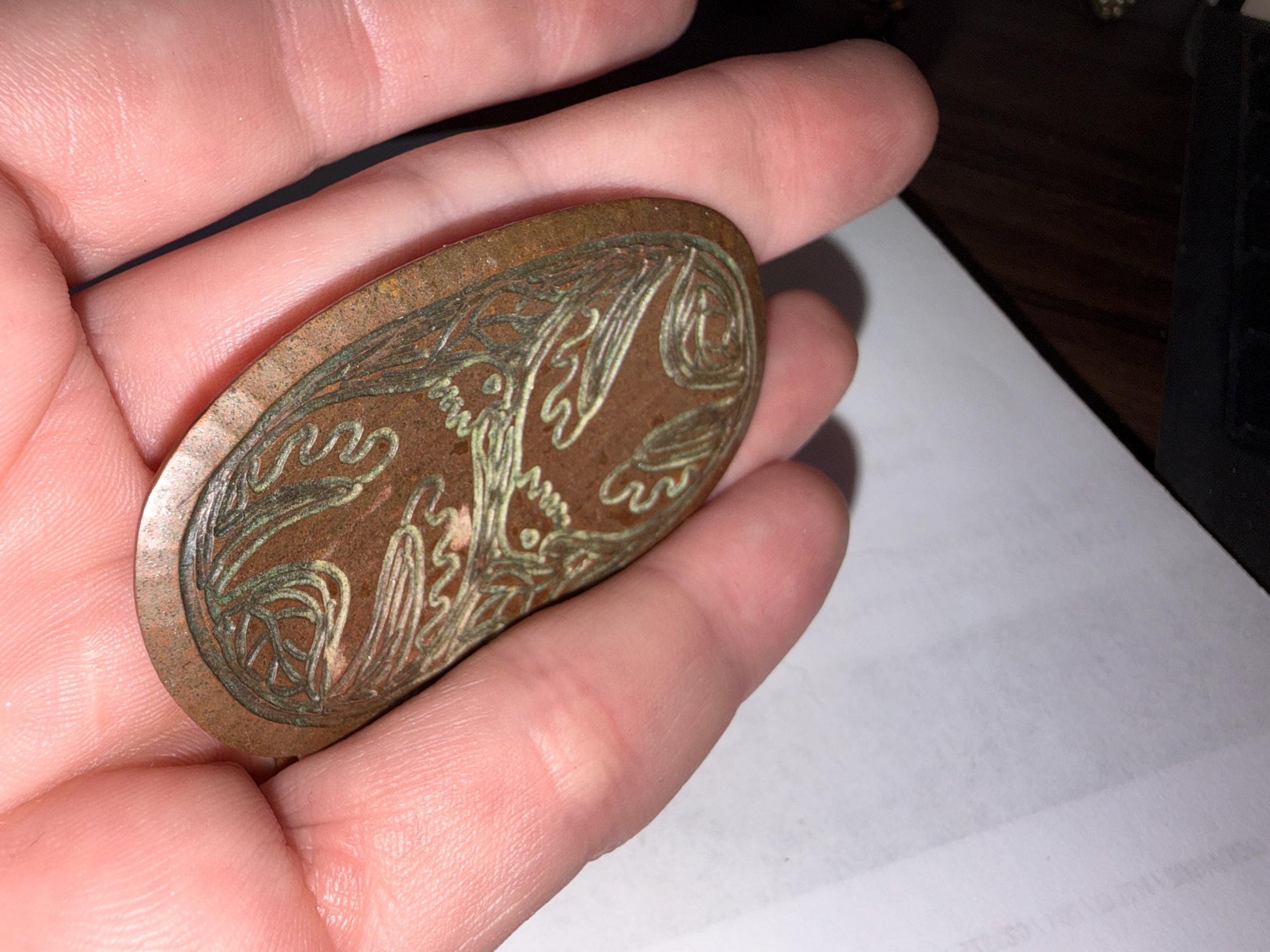 Vintage MODA Malta Copper Brooch – Handmade Modernist Bird & Foliate Design – Signed Maltese Artisan Jewellery