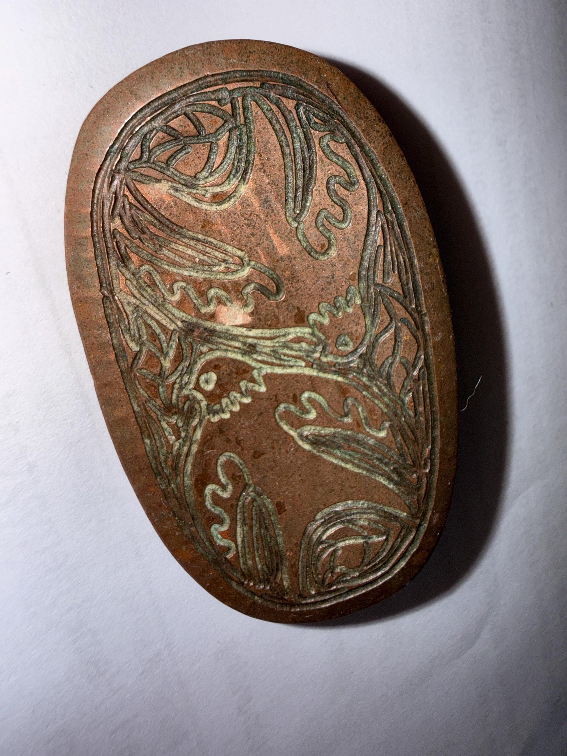 Vintage MODA Malta Copper Brooch – Handmade Modernist Bird & Foliate Design – Signed Maltese Artisan Jewellery