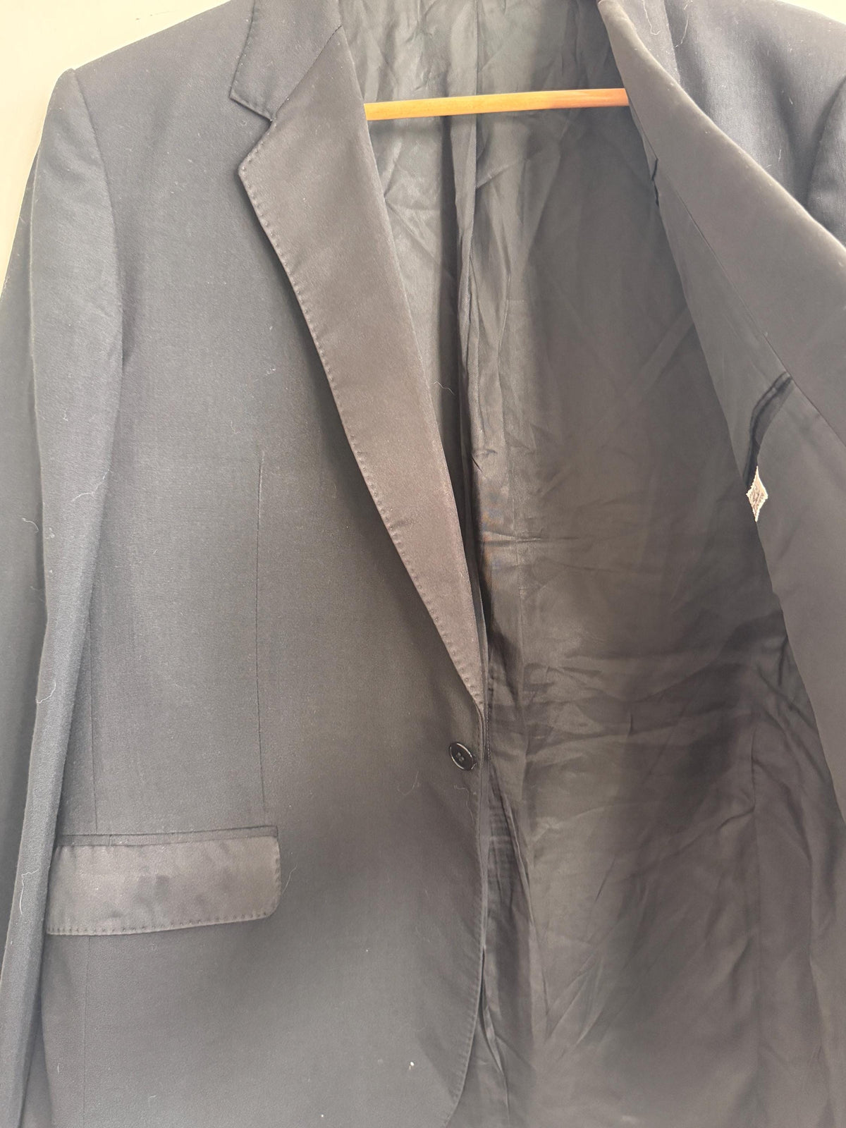 Vintage Moss Bros Covent Garden Black Dinner Jacket Wool Blend Tuxedo Satin Lapel Formal Evening Wear