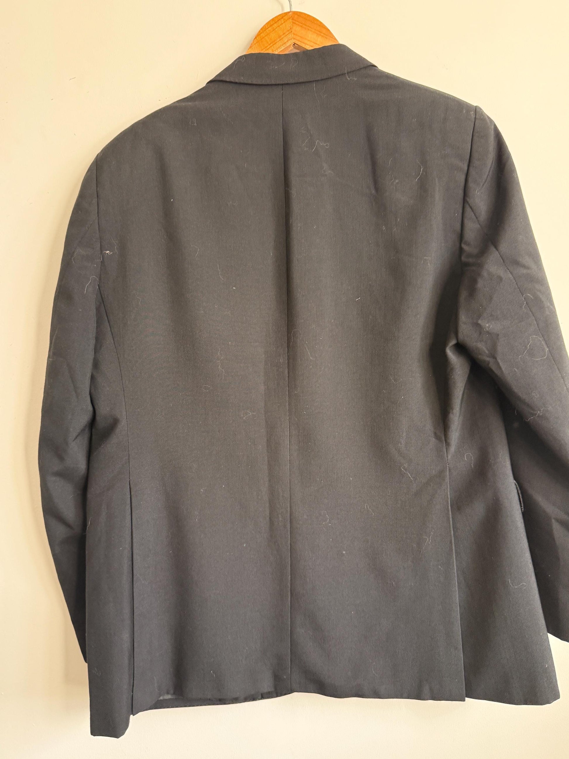 Vintage Moss Bros Covent Garden Black Dinner Jacket Wool Blend Tuxedo Satin Lapel Formal Evening Wear