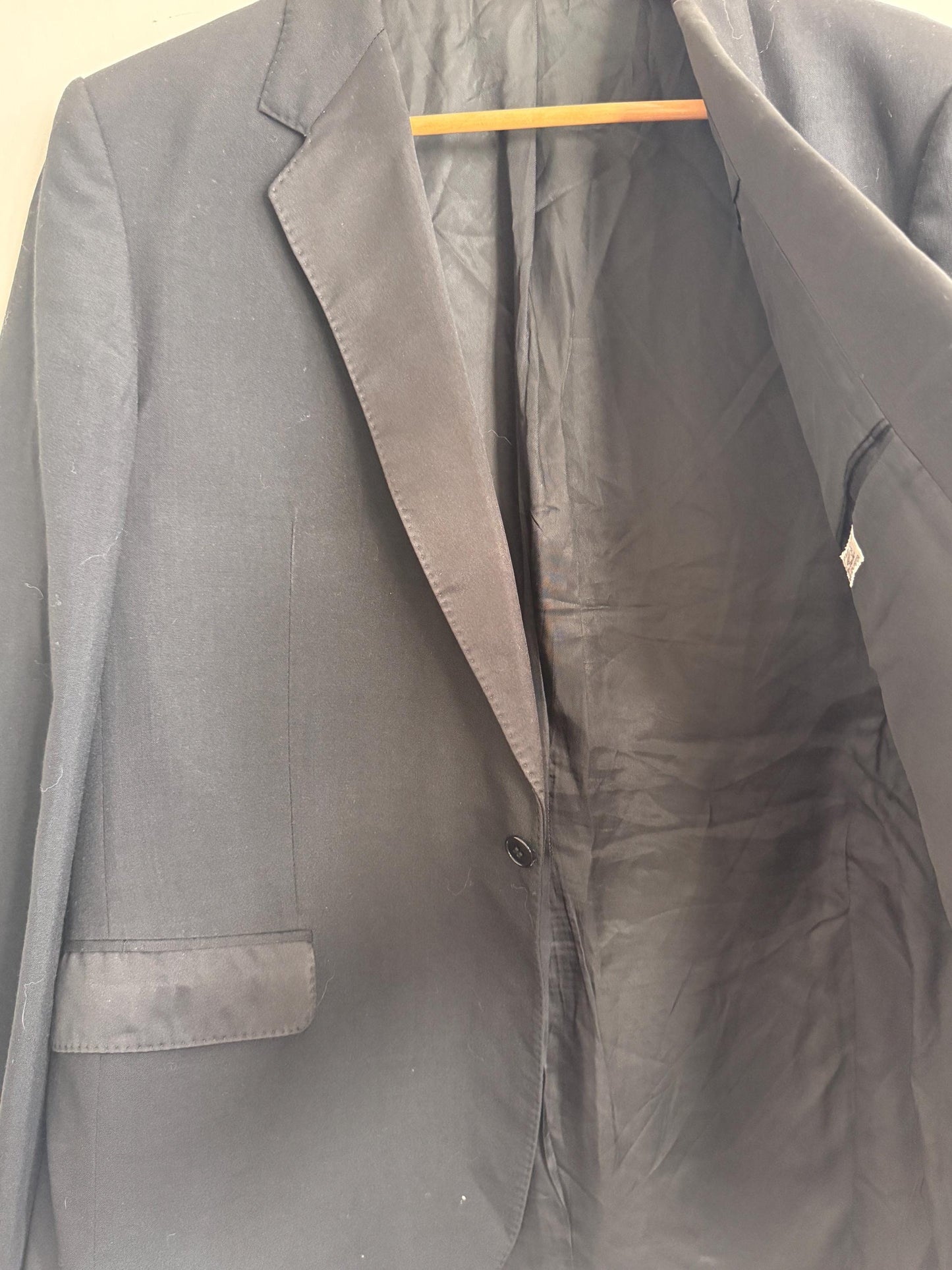 Vintage Moss Bros Covent Garden Black Dinner Jacket Wool Blend Tuxedo Satin Lapel Formal Evening Wear