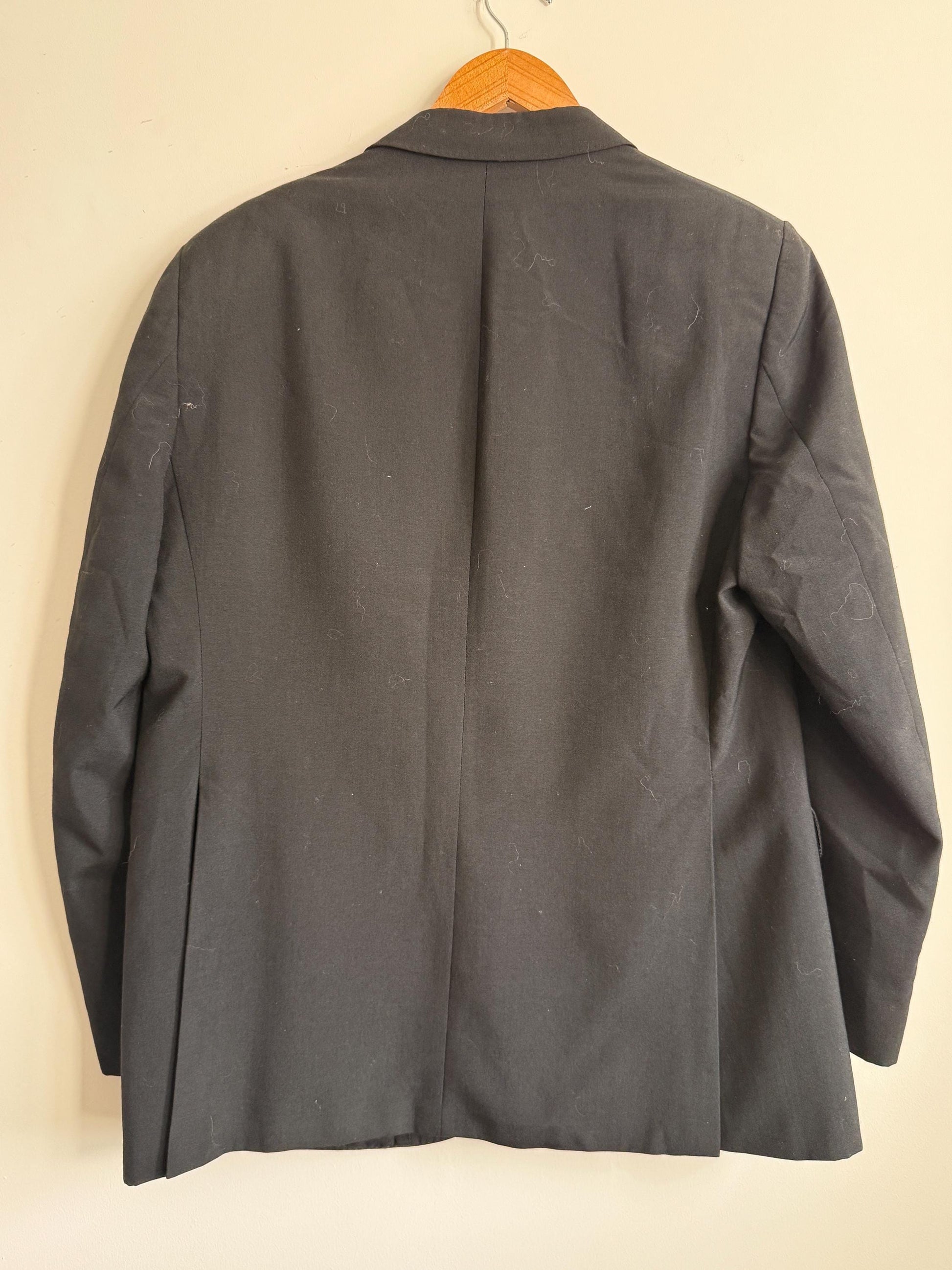 Vintage Moss Bros Covent Garden Black Dinner Jacket Wool Blend Tuxedo Satin Lapel Formal Evening Wear