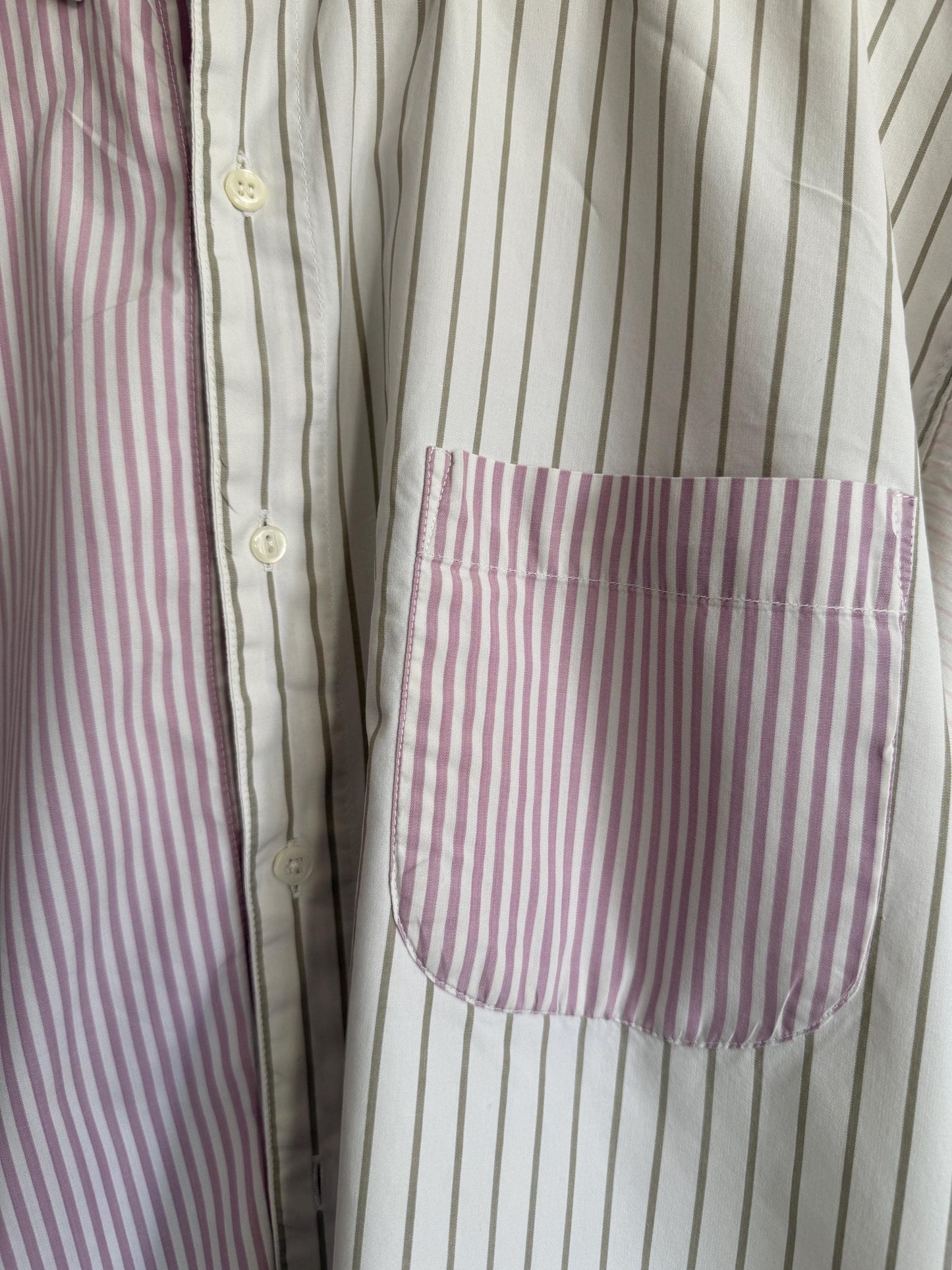 Vintage Naf Naf Paris Colour Block Striped Cotton Shirt | 1990s French Designer Oversized Blouse